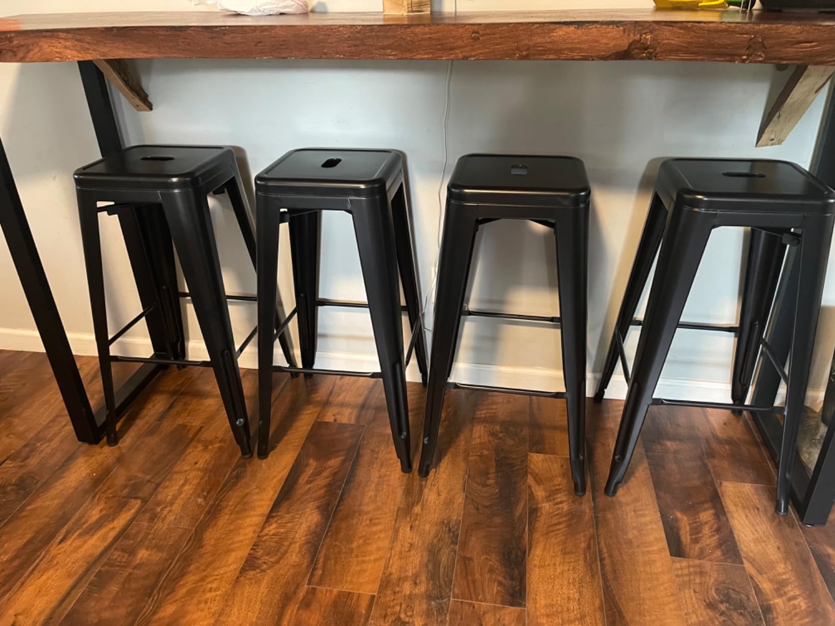 Furmax 30 Inch Metal Bar Stools Set of 4, Counter Height Stools, Industrial Bar Chairs Patio Stool Stackable Stool for Kitchen/Dining Room/Indoor Outdoor(Dark Black, 30'' Backless) customer photo 2