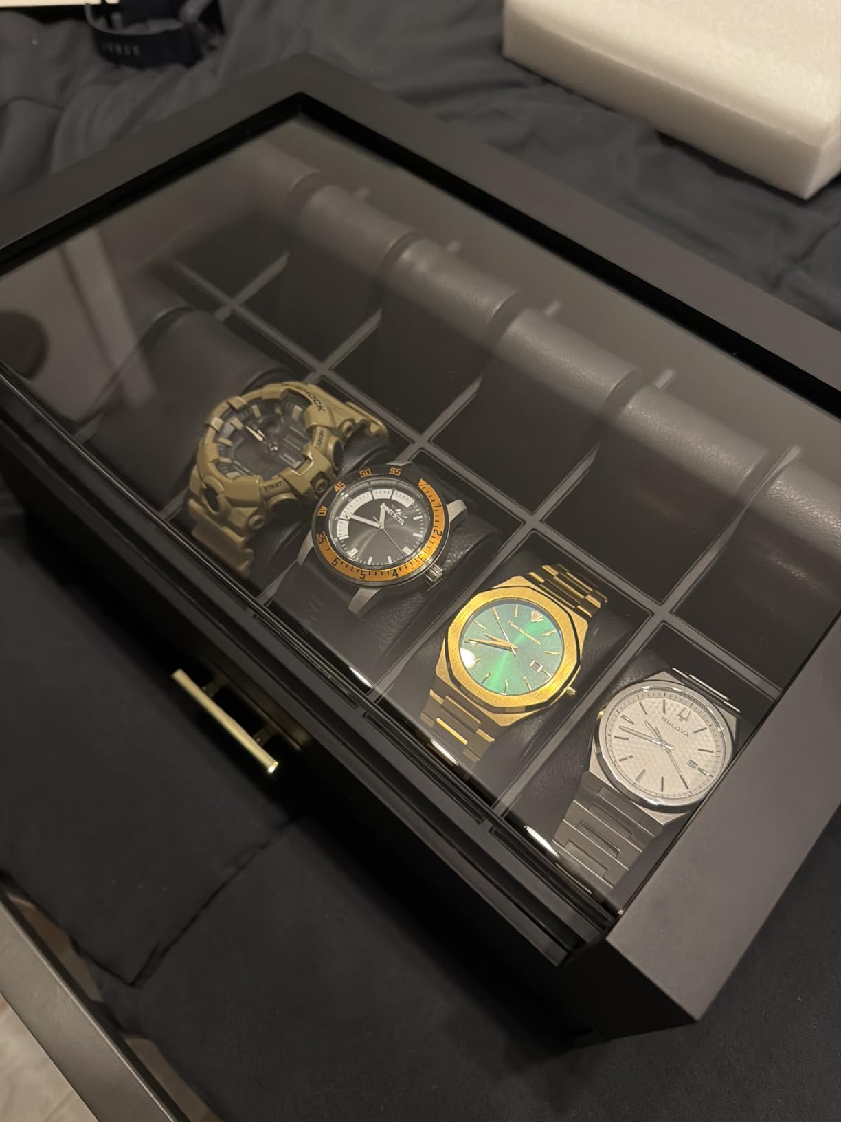 High End Watch Box for Men, 12 Slot Wooden Watch Case With Drawer, Watch Display Box with Glass Lid, 2-Layer Watch Holder for Jewelry and Watch Storage for Men Women, Ideal for Gift (With Gift Box) customer photo 2