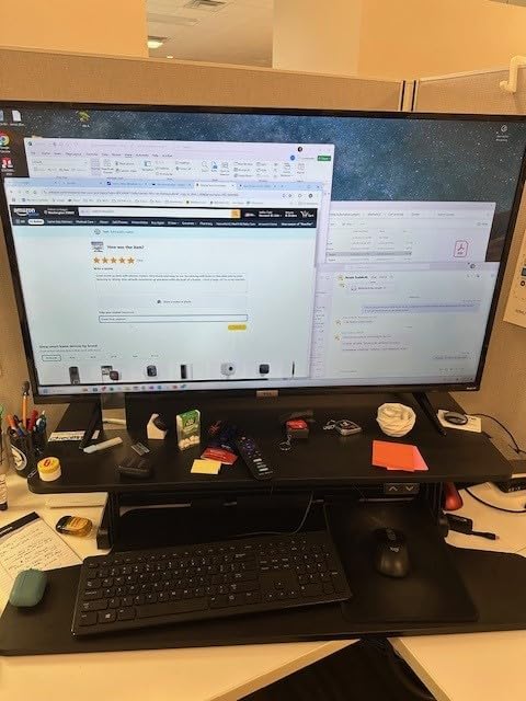 VIVO Black 36 inch Electric Desk Converter, DESK-VE36B | Height Adjustable, Stand Up Desk Riser, Wide Keyboard Tray, Dual Monitor and Laptop Workstation customer photo 1