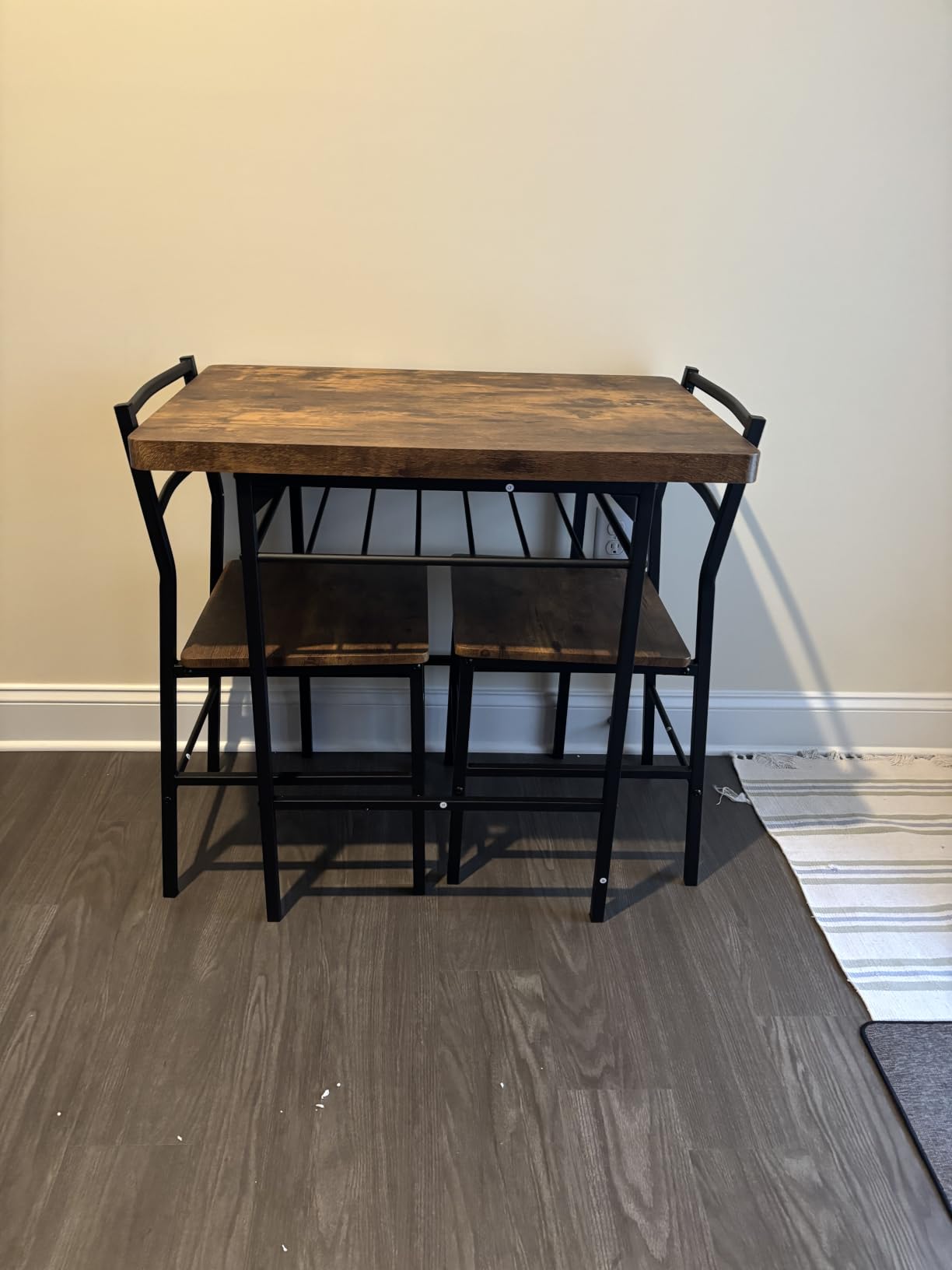 Best Choice Products 3-Piece Modern Dining Set, Space Saving Dinette for Kitchen, Dining Room, Small Space w/Steel Frame, Built-in Storage Rack - Medium Brown/Black customer photo 1