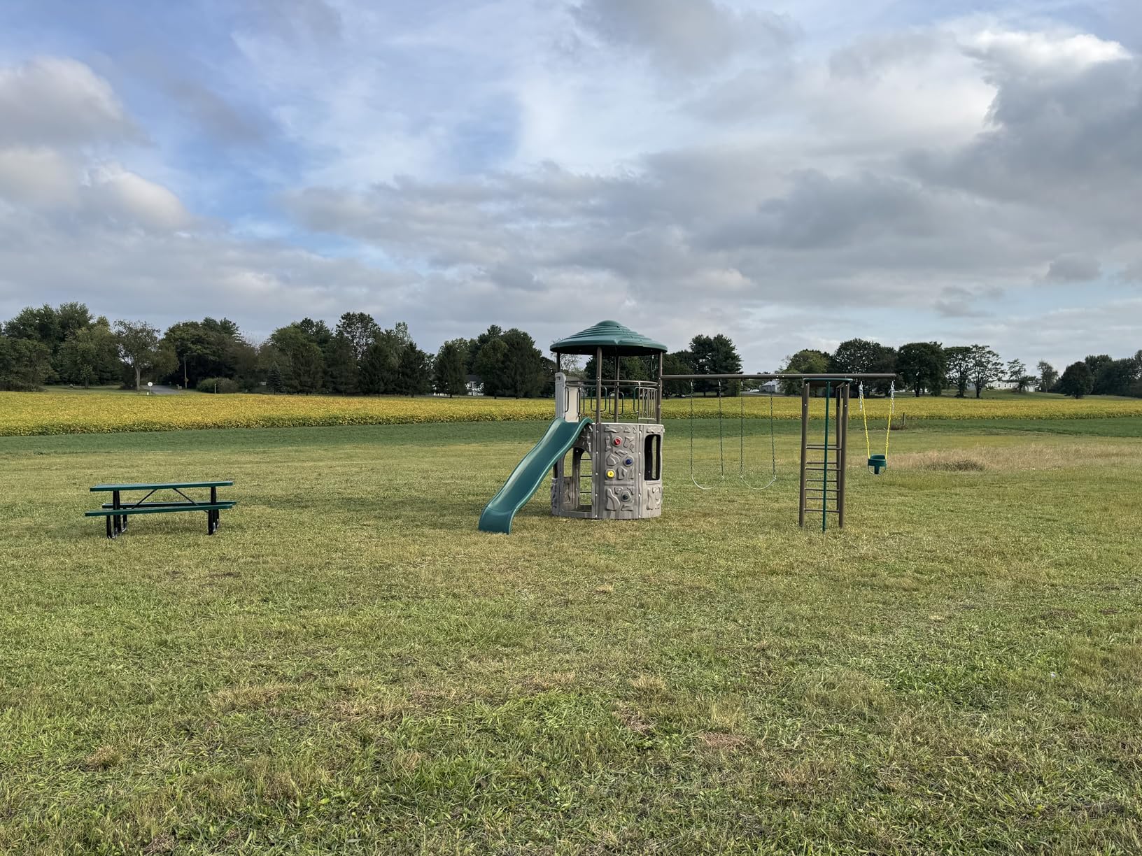 Backyard Discovery Adventure Tower Deluxe Swing Set Playset - Covered Clubhouse, 9 ft Wavy Slide, Monkey Bars, Climbing Wall, Fireman's Pole, Belt Swings & Trapeze customer photo 2