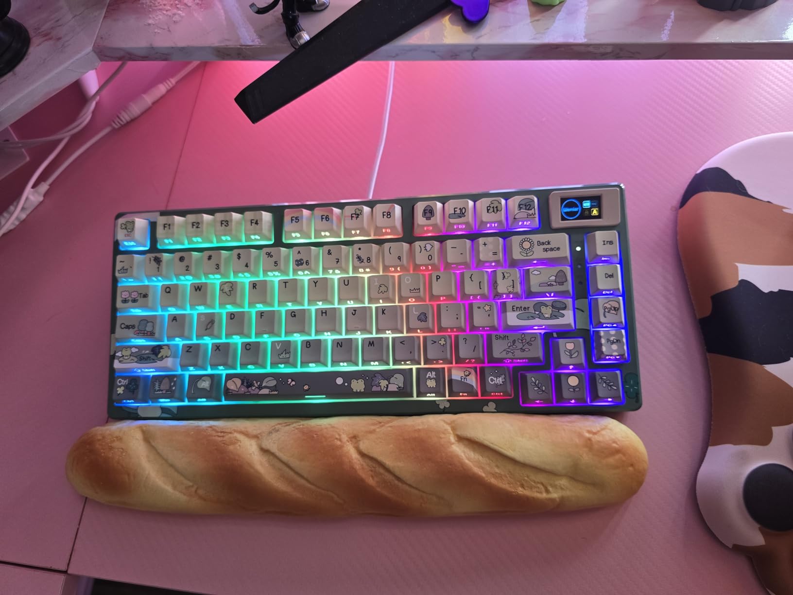 Womier SK80 75% Keyboard with Color Multimedia Display Gaming Keyboard | Creamy Sound Mechanical Wired Hot Swappable Gasket RGB Custom Keyboard, Pre-lubed Stabilizer for Mac/Win, Black Kanagawa customer photo 1