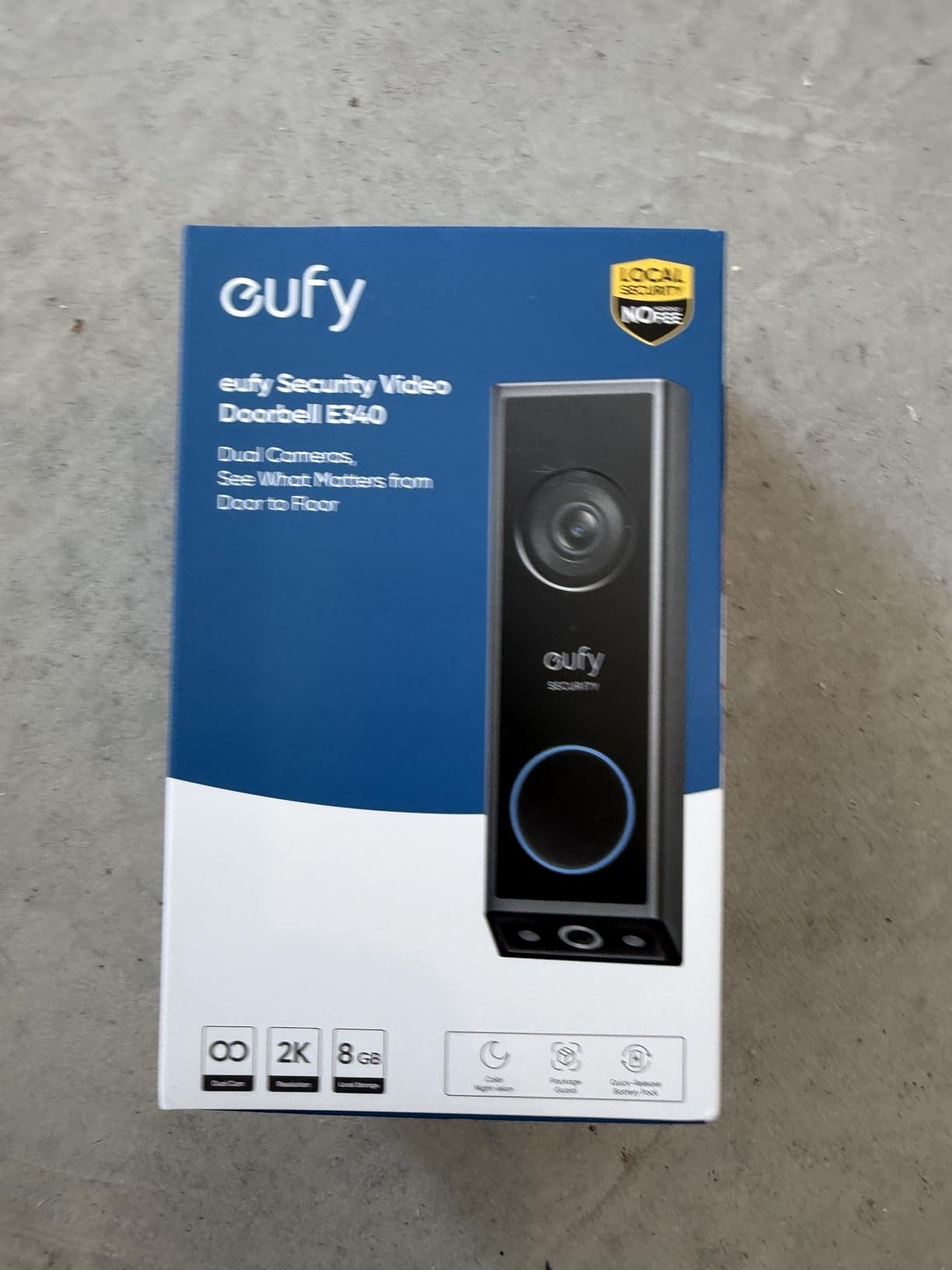 eufy Security Video Doorbell E340, Dual Cameras, 2K FHD, No subscription, head-to-toe view, wireless or wired, color night vision, two-way talk customer photo 1