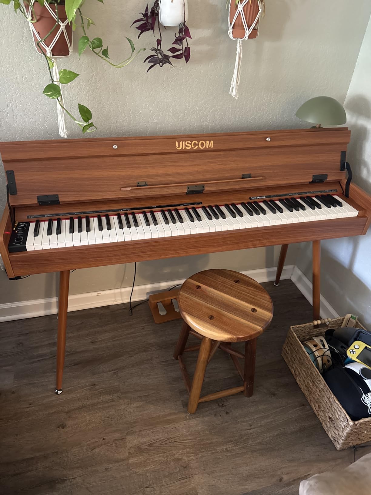 UISCOM 88 Key Weighted Home Digital Piano, Wooden Desk Keyboard, Triple-Pedal | Transforms Between Desk and Vanity, Progressive Hammer-Action Keyboard, Perfect for Beginners with MIDI Functionality, Brown customer photo 2