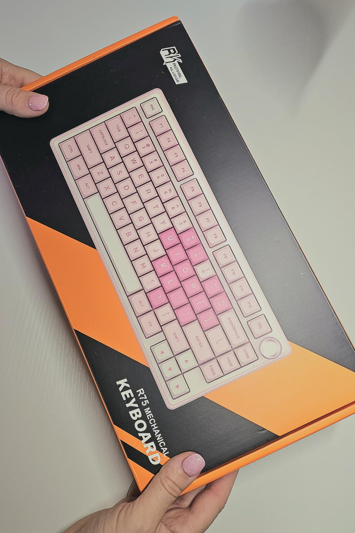 RK ROYAL KLUDGE R75 Mechanical Keyboard Wired with Volume Knob, 75% Keyboard Gasket Mounted, RGB Backlit, Creamy Keyboard with MDA Profile, PBT Keycaps, Hot Swappable Pre-lubed Tactile Switch customer photo 2