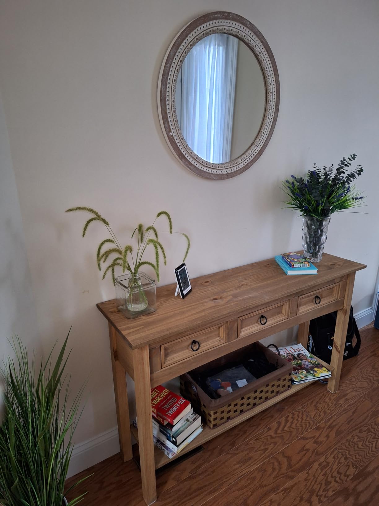 24x36 Inch Wooden Rectangular Wall Mirror, Farmhouse Mirrors for Entryway | Over-Sink Styling, Vertical or Horizontal Hanging, Boho Warm Textured Accent for Bathroom, Living Room, and Foyer customer photo 2