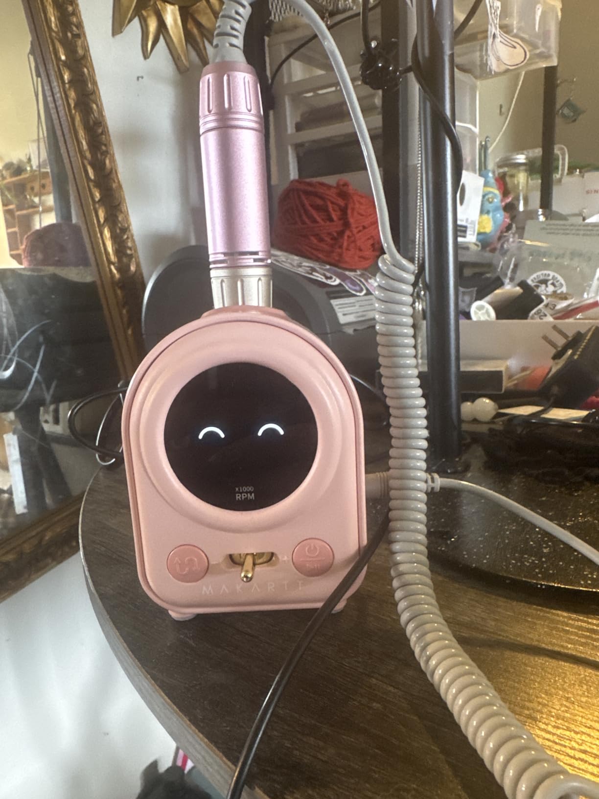 Makartt Professional Nail Drill for Nail Techs: 35000RPM E-File, Black | 60W Coreless Motor, Stepless Speed, 2-in-1 Desktop & Portable, 14H Battery, F&R, Quiet, Fast Acrylic Removal, Salon Home Use customer photo 1