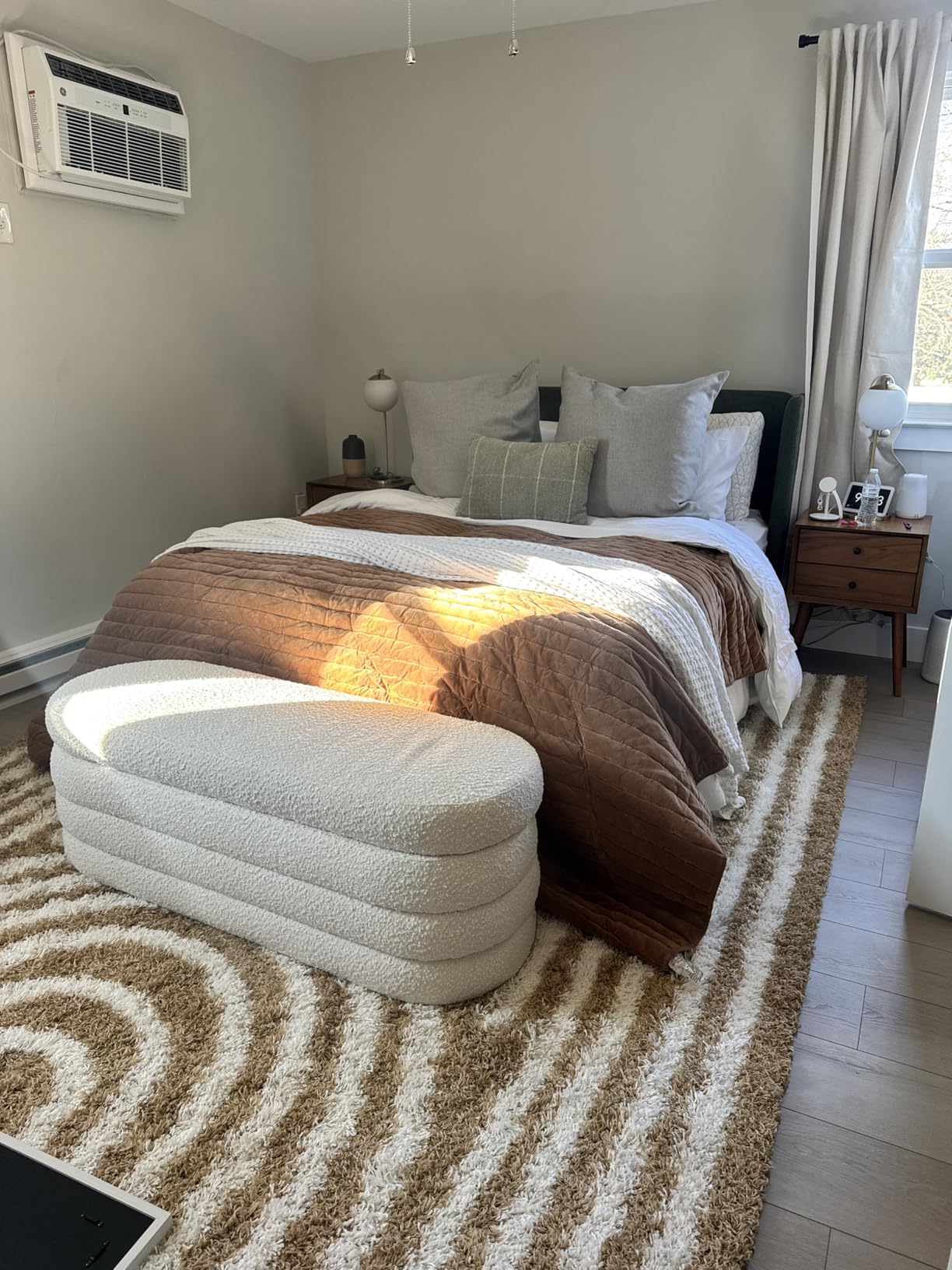Busaurus Storage Ottoman Bench 49.2 Inch Upholstered Fabric Storage Bench for Bedroom End of Bed Aesthetic Large Oval Ottoman for Living Room Entryway (Ivory) customer photo 1