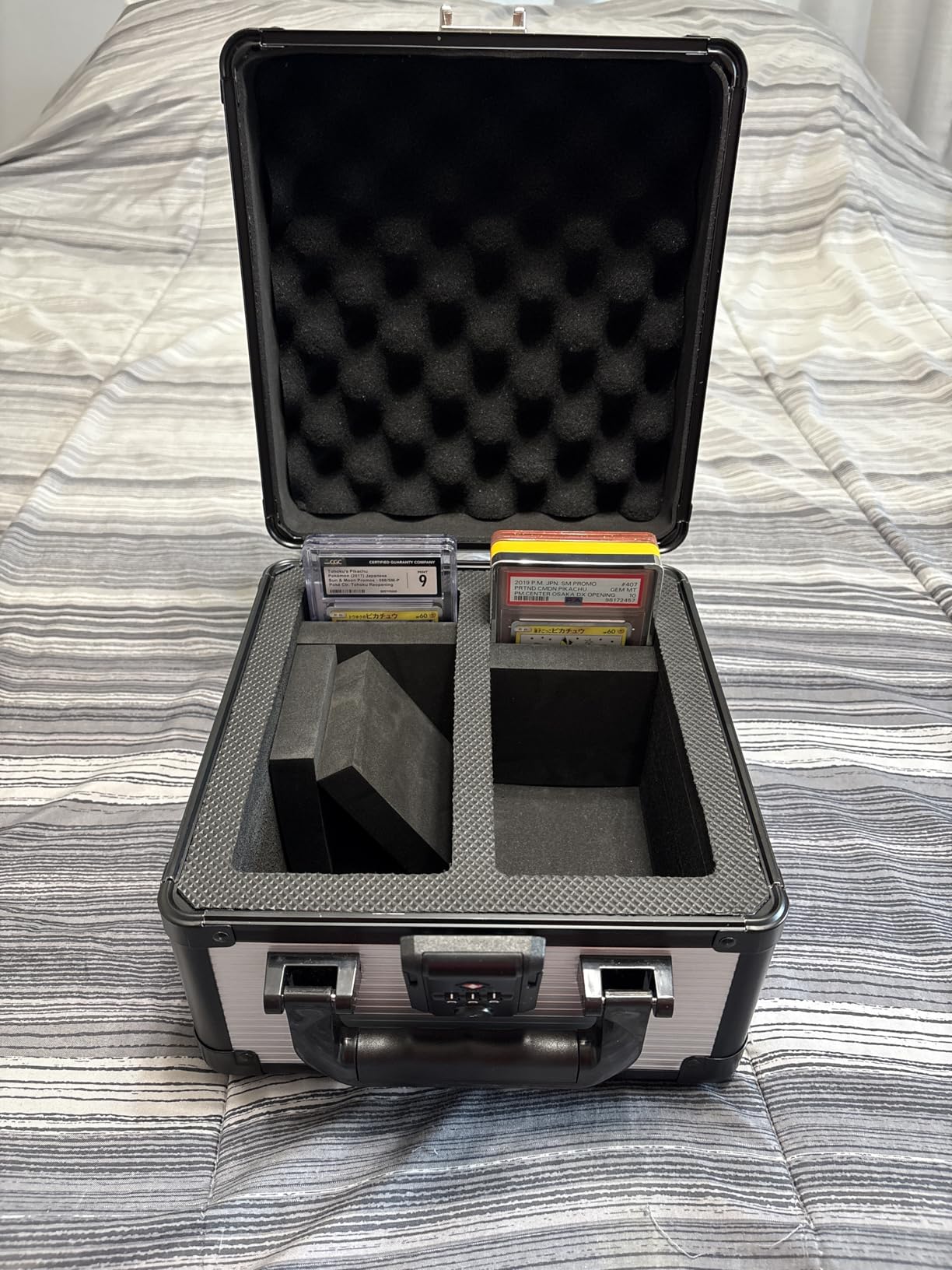 ZINHO Graded Card Case Upgraded Sports Card Storage Box Waterproof Trading Card Holder, Compatible with PSA BGS CSG FGS Up to 80+ Cards with TSA Approved Locks (Black) customer photo 1