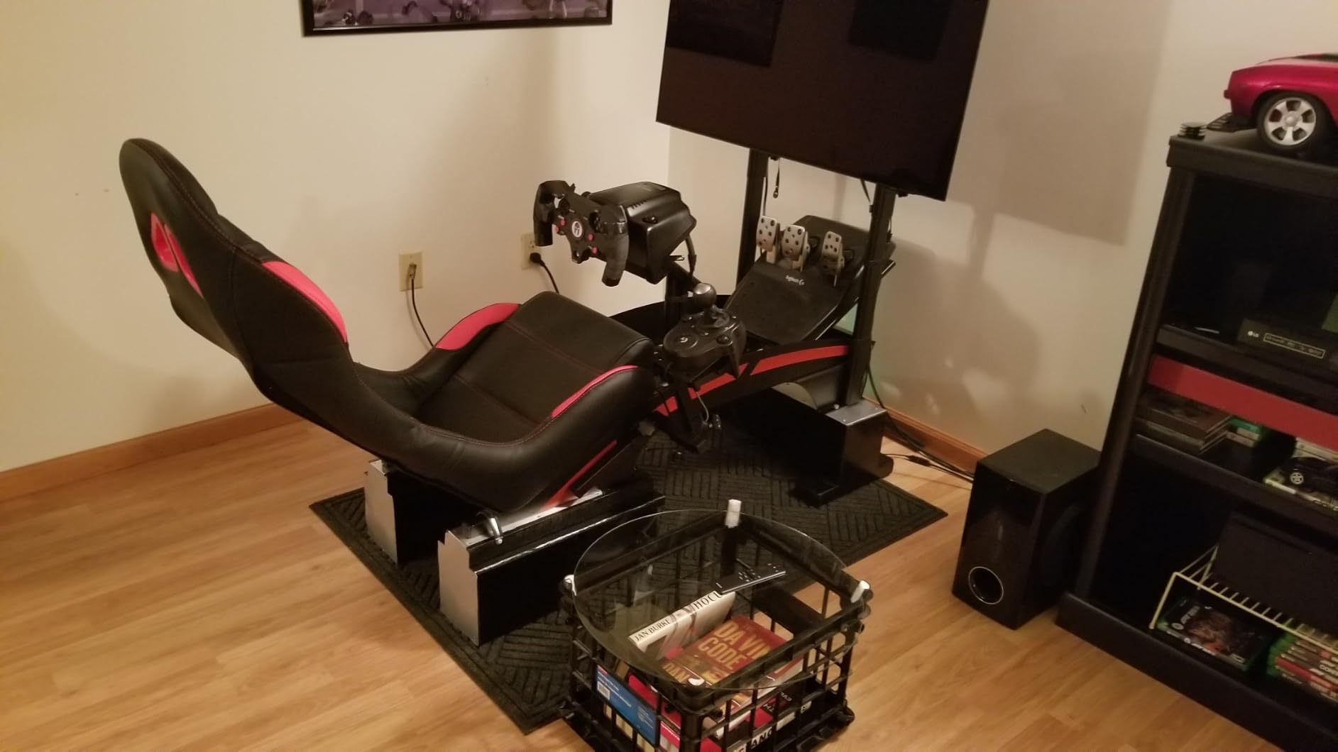 RACGTING Racing Simulator Cockpit with Adjustable TV Stand | Frame and shifter mount only, adjustable wheel deck and pedal plate, for Logitech, Thrustmaster, Fanatec, MOZA and PXN customer photo 1