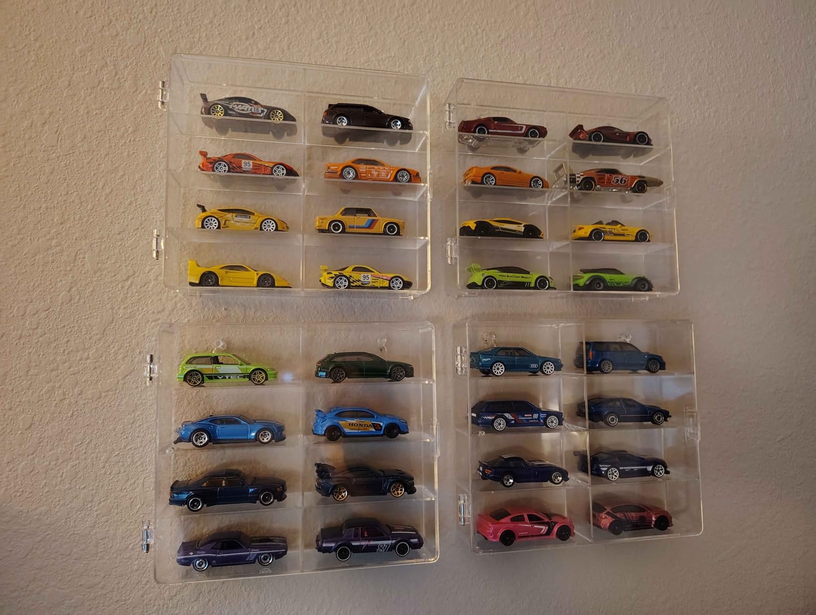 Display Case for 32 Hot Wheels,Matchbox Cars,Display Case Wall Mount,Transparent Storage Case for 1/64 Diecast Cars,Wall Hanging,Stackable,Clear,Dustproof customer photo 2