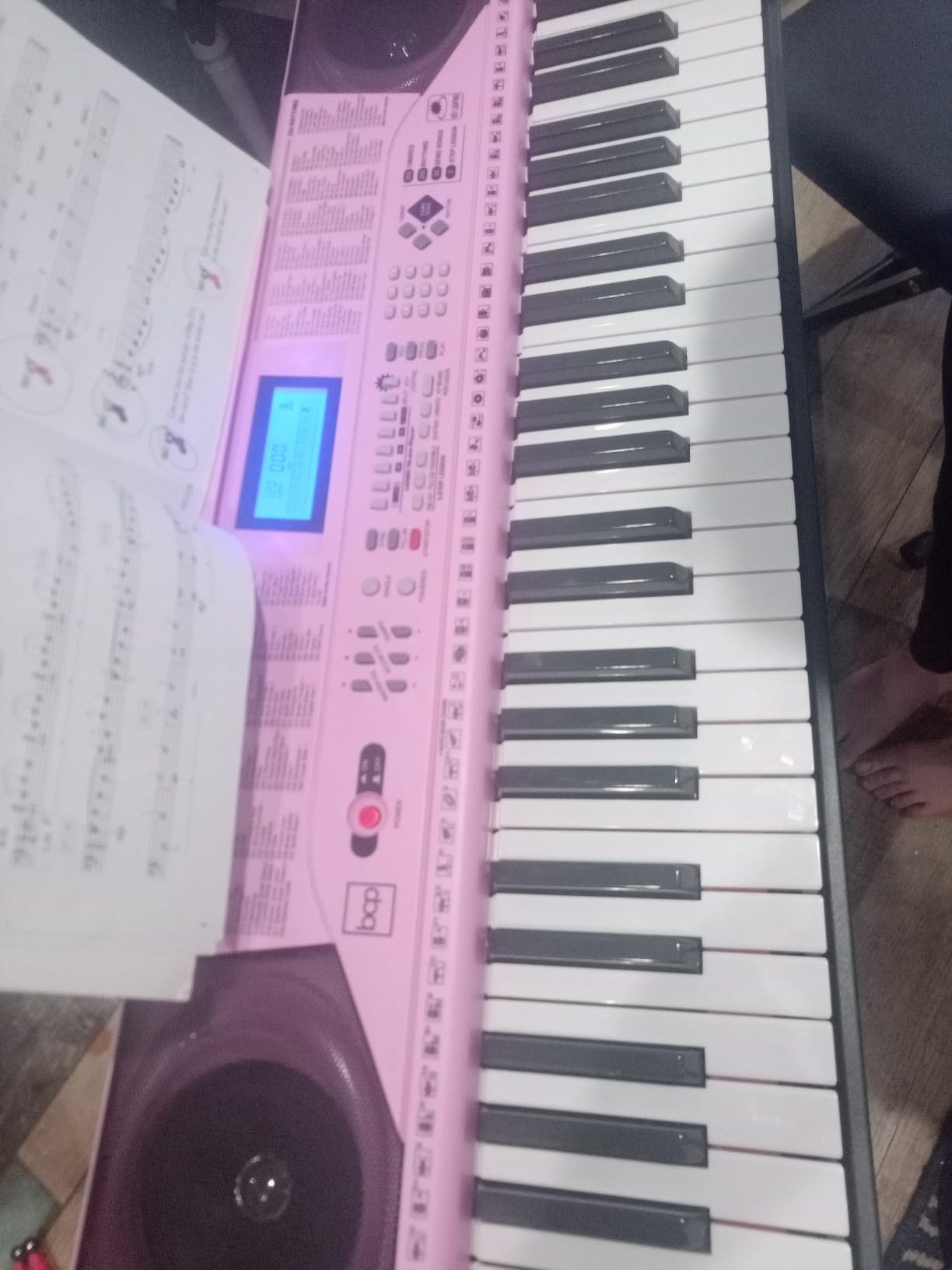 Best Choice Products 61-Key Beginners Complete Electronic Keyboard Piano Set w/Lighted Keys, LCD Screen, Headphones, Stand, Bench, Teaching Modes, Note Stickers, Built-In Speakers - Pink customer photo 1