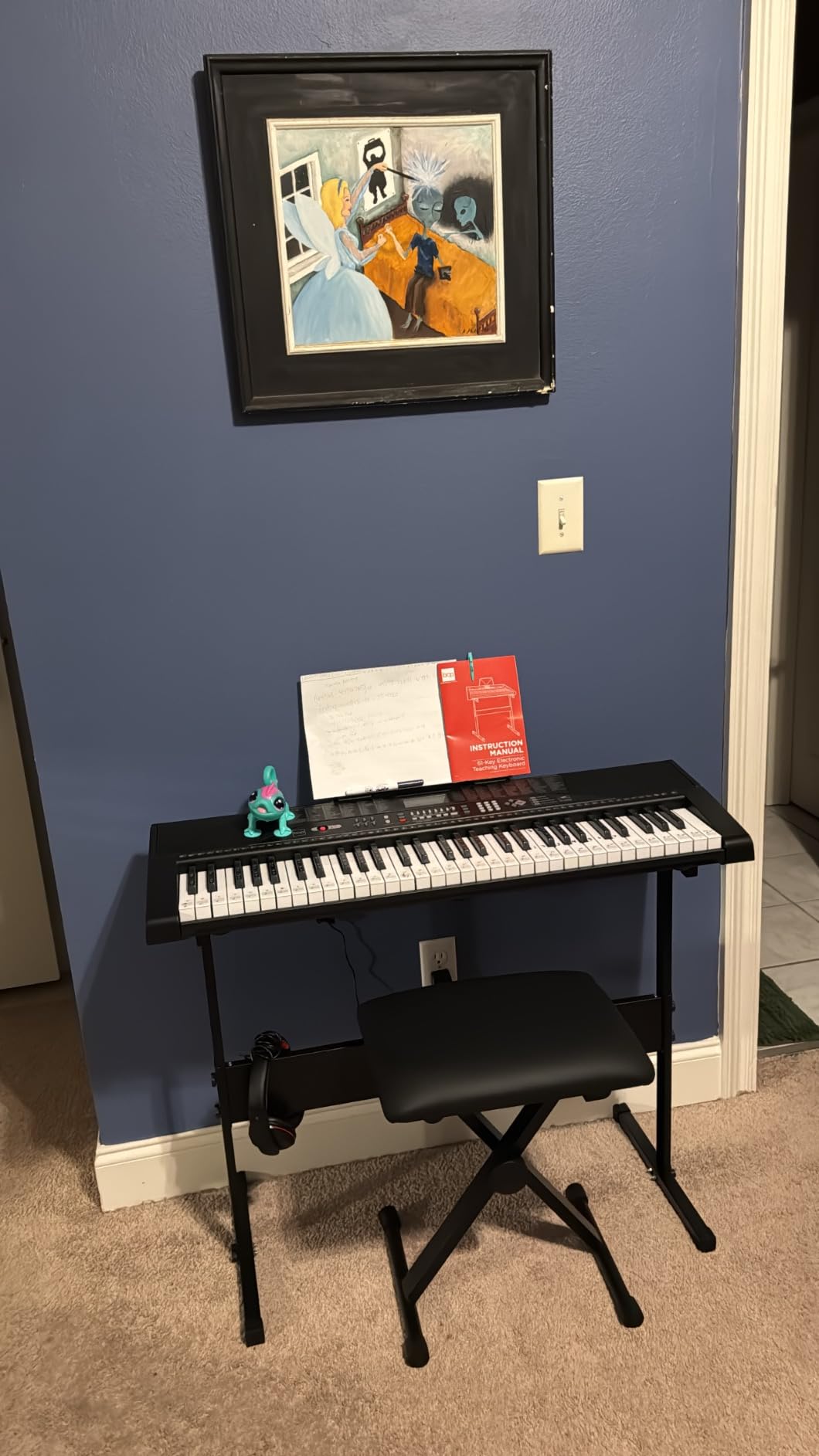 Best Choice Products 61-Key Beginners Complete Electronic Keyboard Piano Set w/Lighted Keys, LCD Screen, Headphones, Stand, Bench, Teaching Modes, Note Stickers, Built-In Speakers - Pink customer photo 2