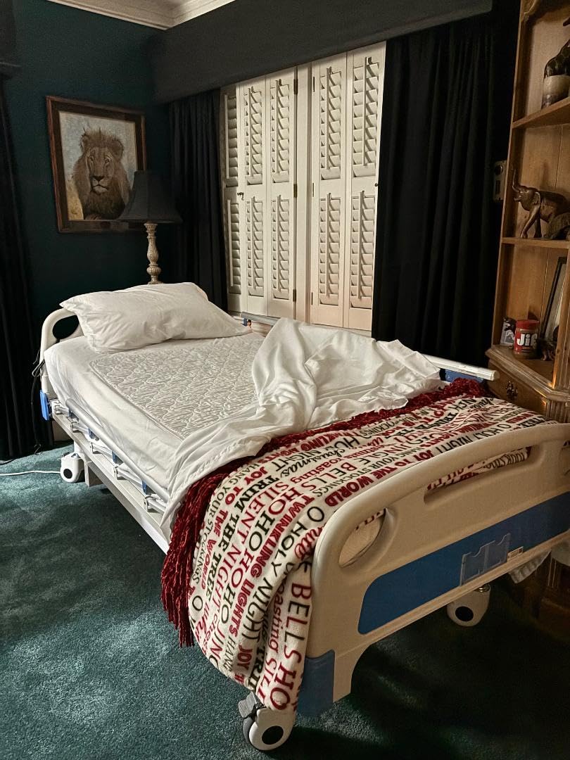 ELENKER Full Electric Hospital Bed for Home Use, ICU Medical Bed, Premium 3 Function Hospital ICU Bed with Remote Control, IV Pole, Mattress, Dining Table, Lockable Quiet Casters, Includes Sheets (2X) customer photo 1
