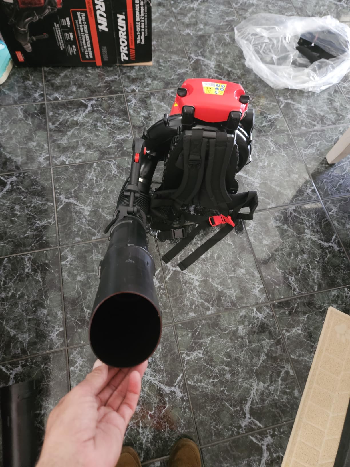 PRORUN 75.6cc 1020 CFM 240 MPH Gas-Powered 2-Cycle Backpack Leaf Blower, PBB2884 customer photo 1