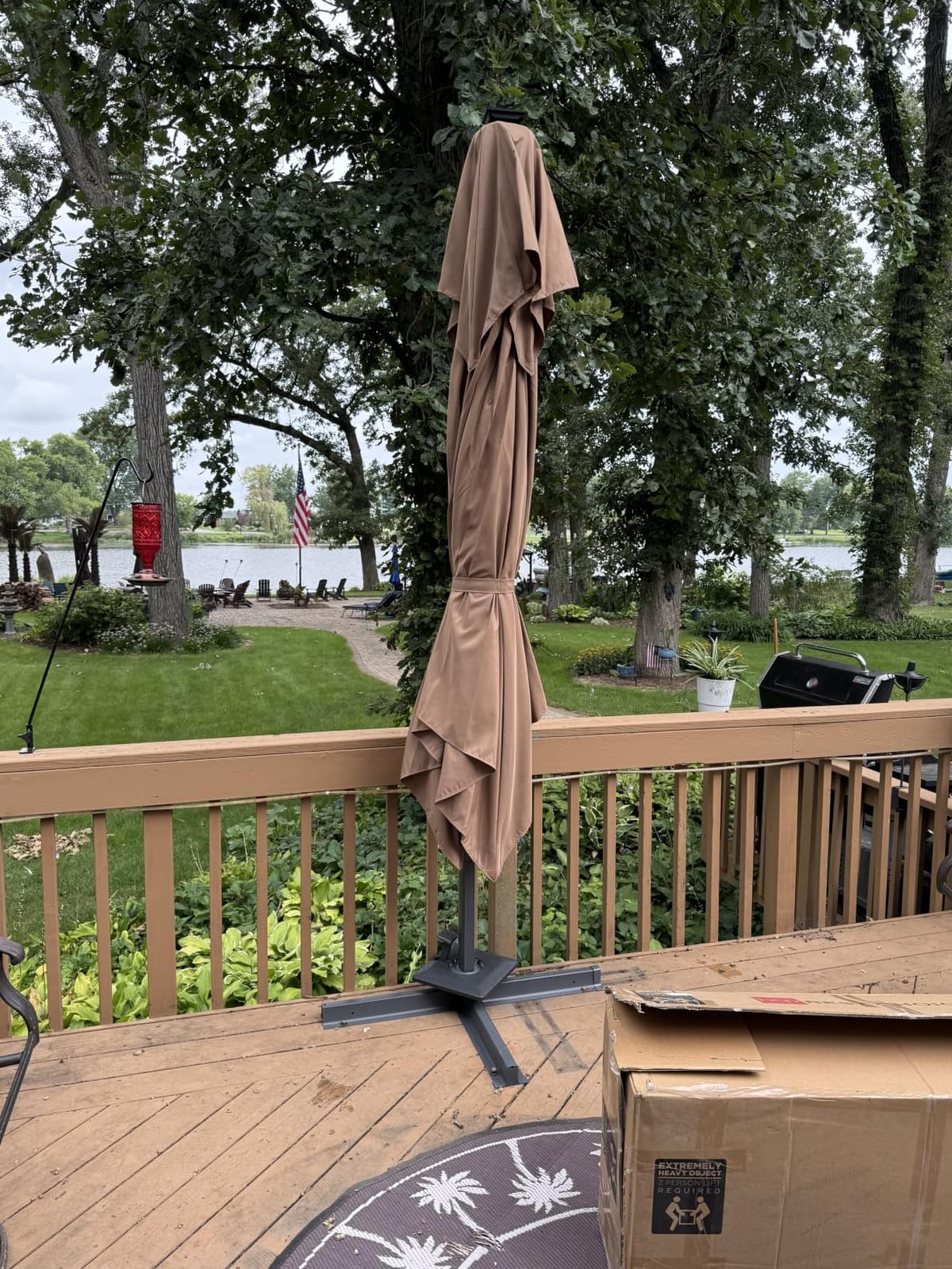 Best Choice Products 10x10ft Cantilever Patio Umbrella w/Base Included, Solar LED Lights, 360 Rotation, Large Offset Hanging Outdoor Shade for Deck Pool Backyard - Deep Taupe customer photo 1