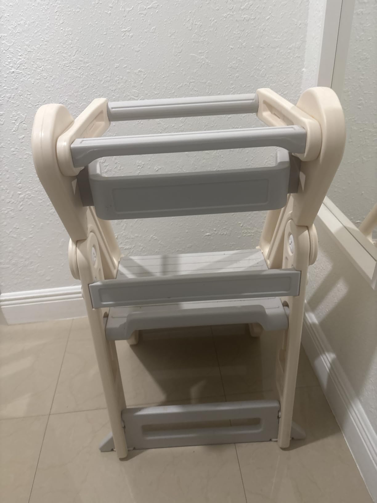 Onasti Toddler Tower Kitchen Stool Helper, Foldable & Adjustable Height Kids Learning Stool for Kitchen Counter Bathroom Sink, Child Ladder for Toddlers with Handles, Safety Rail, Non-Slip Pads-Grey customer photo 1