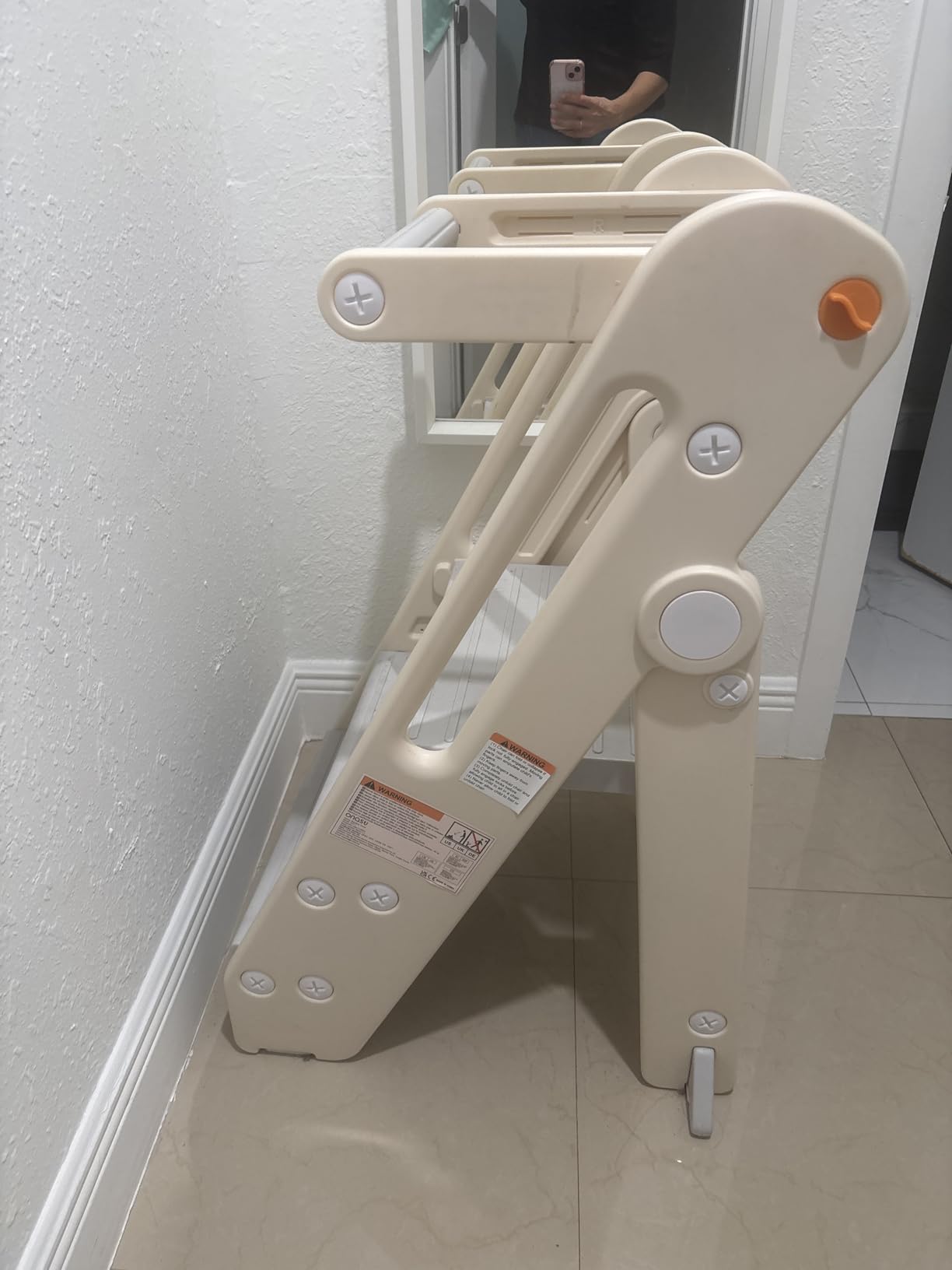 Onasti Toddler Tower Kitchen Stool Helper, Foldable & Adjustable Height Kids Learning Stool for Kitchen Counter Bathroom Sink, Child Ladder for Toddlers with Handles, Safety Rail, Non-Slip Pads-Grey customer photo 2