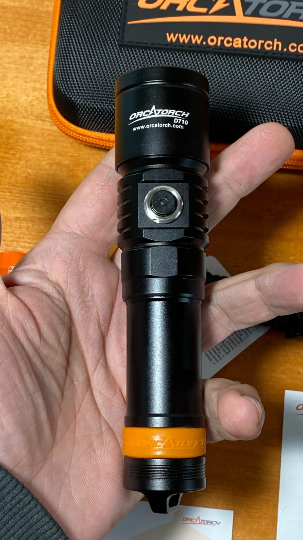 ORCATORCH D710 Dive Light, 3000 Lumens Bright Diving Flashlight, Green | 6° Narrow Beam, 4 Modes (High/Med/Low/Turbo), Power Indicator & Switch Locking Design, IP68 Waterproof for Scuba Diving customer photo 1