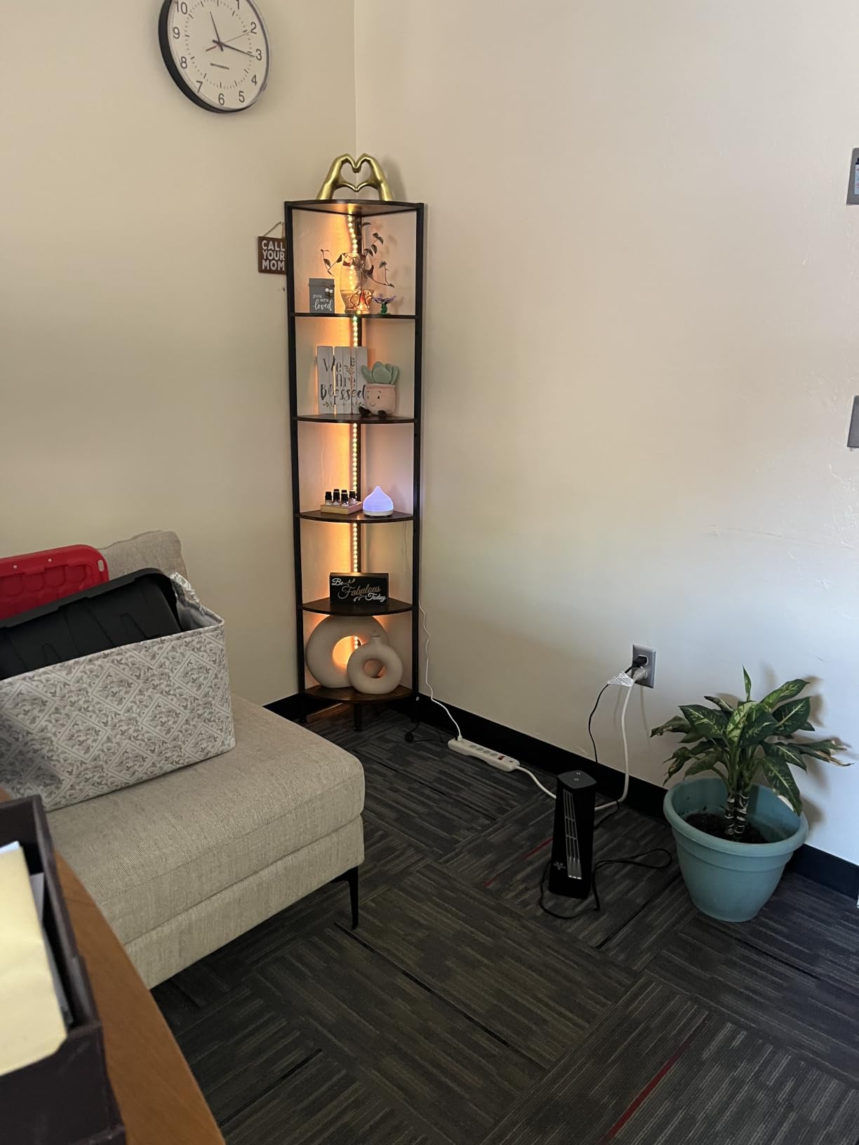 Furnulem 6 Tier Corner Shelf with LED Light, 67.5