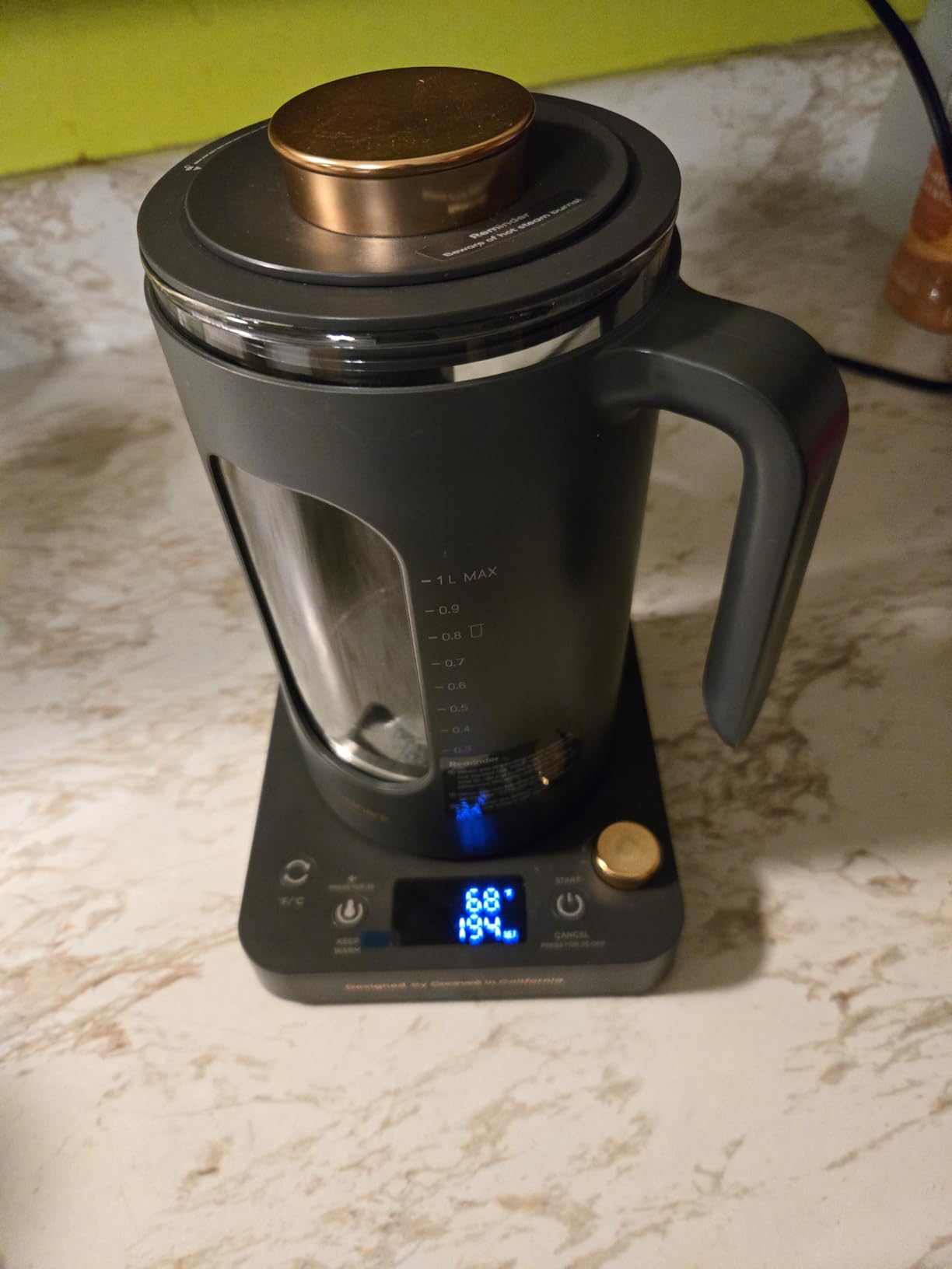 Electric Tea Kettle, INTASTING Glass Electric Kettle with tea Infuser and Precise knob temperature control, 1200W Fast Heating, BPA-Free, Easy to Clean, 1 Liter (Dark Gray) customer photo 2