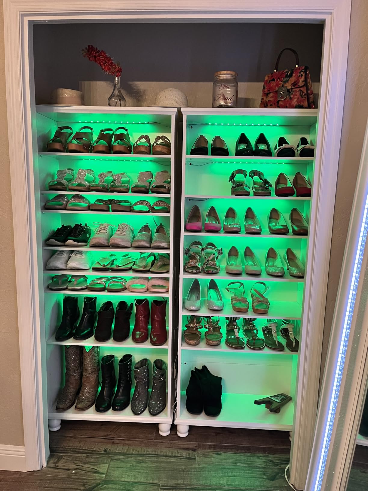 Tribesigns Narrow Tall Shoe Cabinet with LED Lighting, 9-Tier 30 Pairs Freestanding Shoes Storage Cabinet, Wood Shoe Organizer Cabinet with Solid Wooden Legs for Entryway (1, Black) customer photo 2