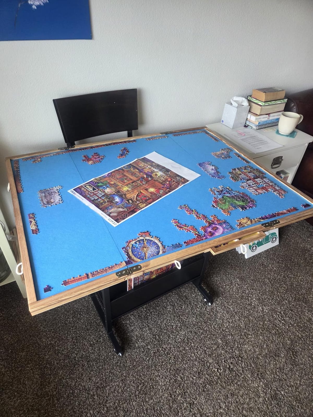 Becko US 2000 Piece Tilting & Foldable Puzzle Table with 8 Drawers & Cover | Height & 5-Level Angle Adjustable, Large Ergonomic Jigsaw Board for Adults, Space-Saving Design, Relieves Neck & Back Pain customer photo 1
