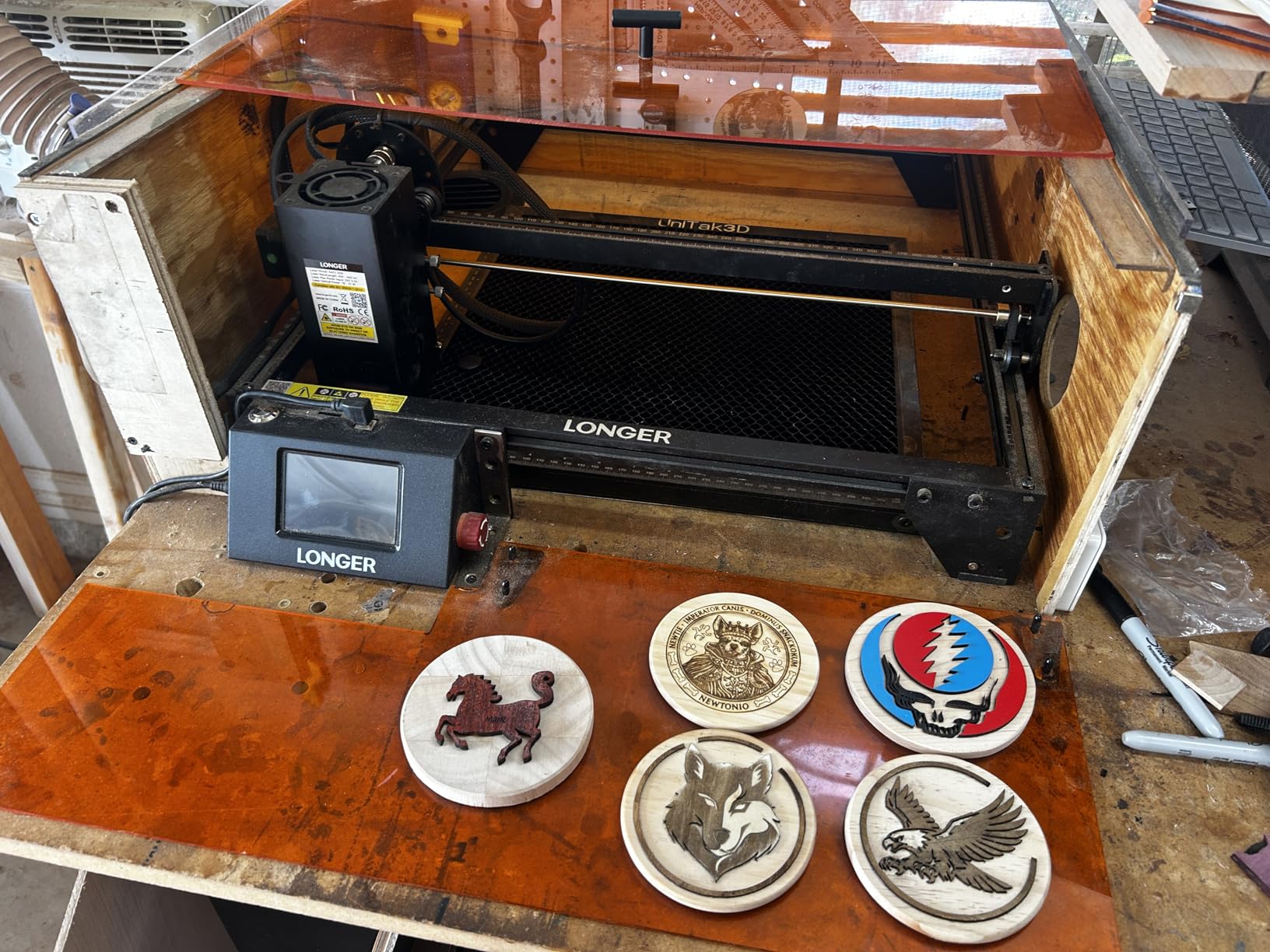Longer RAY5 20W Laser Engraver, High Power Laser Cutter Machine | 0.01mm Precision, 24000mm/min Speed, Color Metal Engraving, Wood Acrylic Glass Leather, 3.5