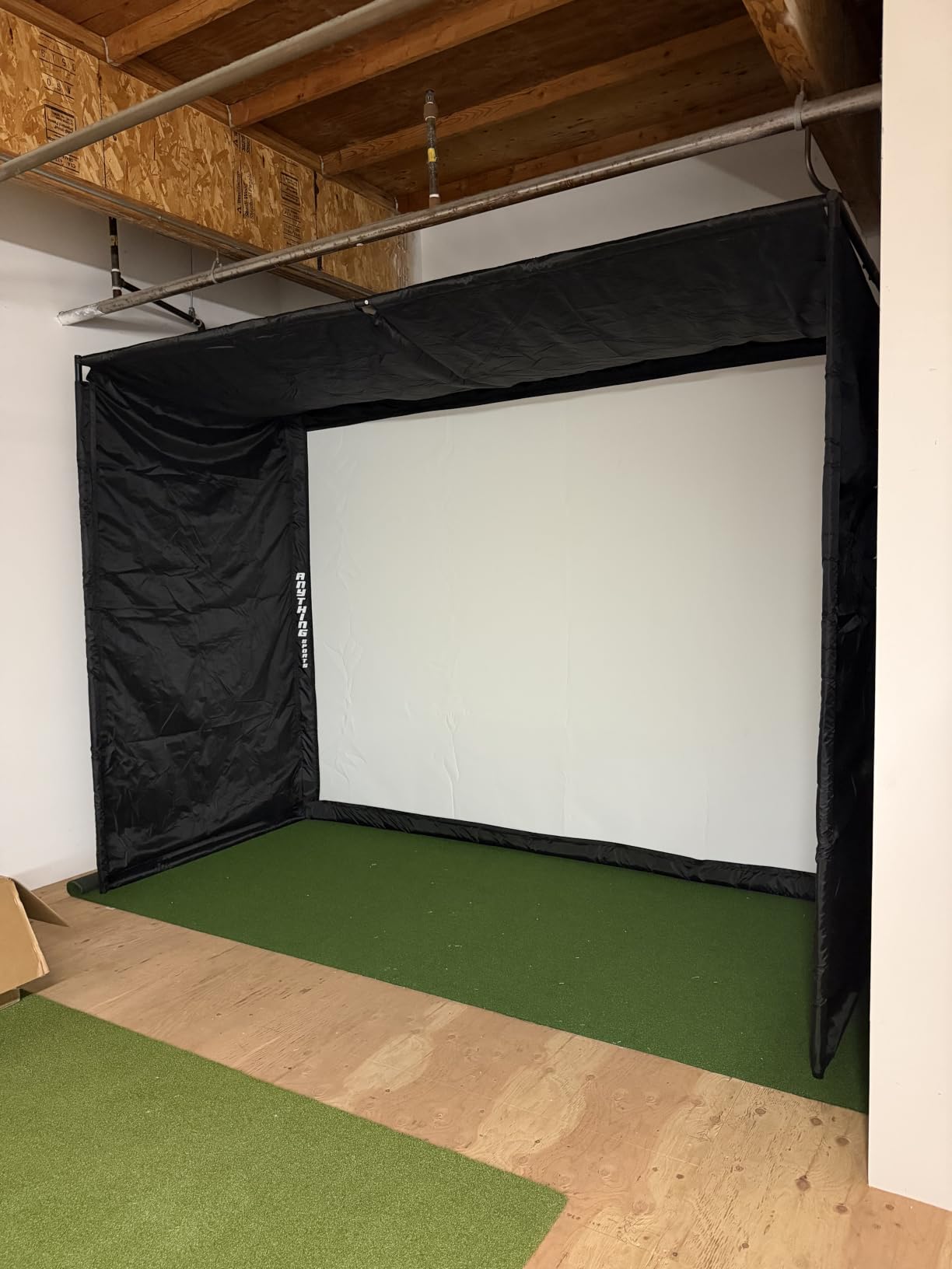 Complete Golf Simulator Enclosure Package - 4K-Ready Impact Screen with Blackout Cage, Projector Mount, Frame Poles, Side Shank Nets | Indoor & Garage Practice | Easy Setup | 12-Month Warranty customer photo 1