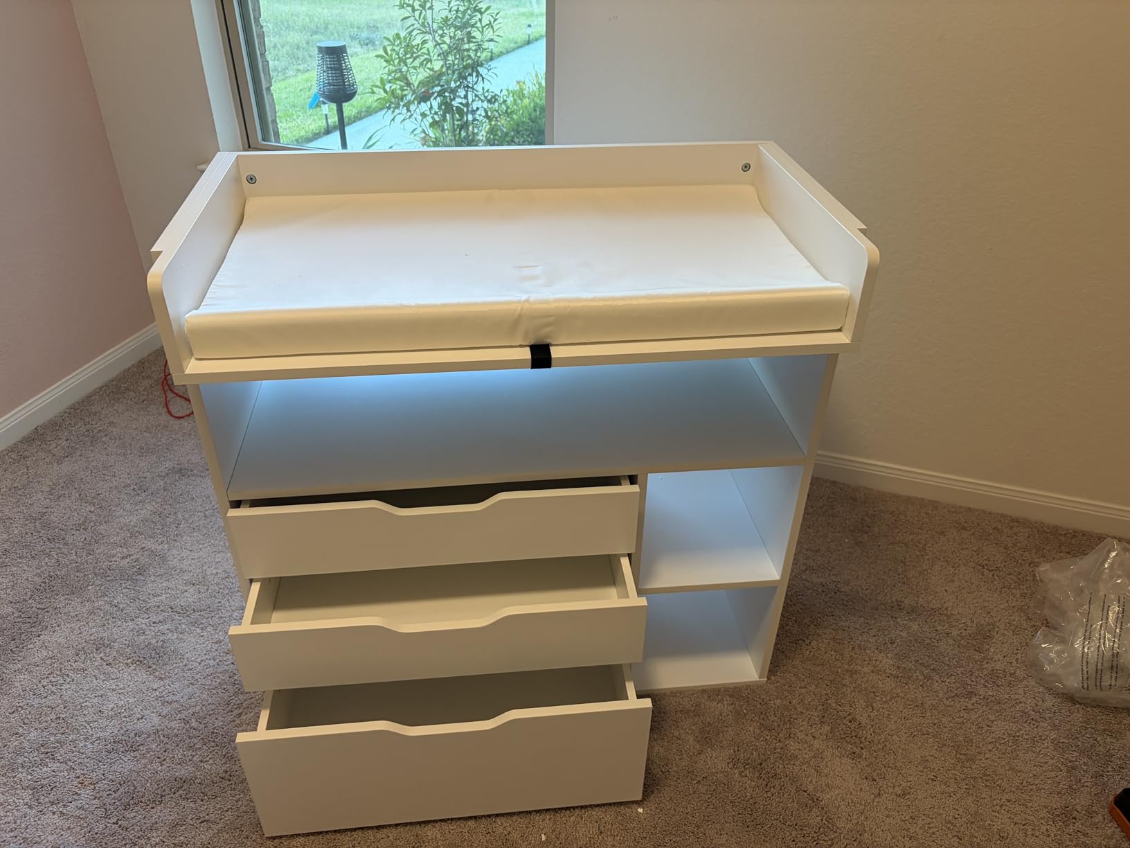 Pipleo Baby Changing Table Dresser with 3 Drawers and 3 Storage Shelves, Can be Used as a Baby Dresser with Changing Table Top, a Baby Changing Station, a Wood Diaper Changing Station (White) customer photo 1