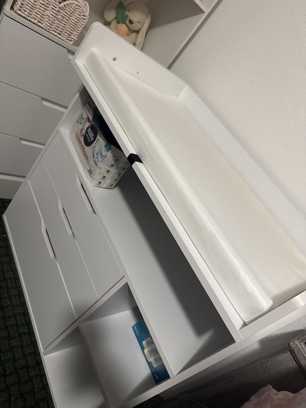 Pipleo Baby Changing Table Dresser with 3 Drawers and 3 Storage Shelves, Can be Used as a Baby Dresser with Changing Table Top, a Baby Changing Station, a Wood Diaper Changing Station (White) customer photo 2
