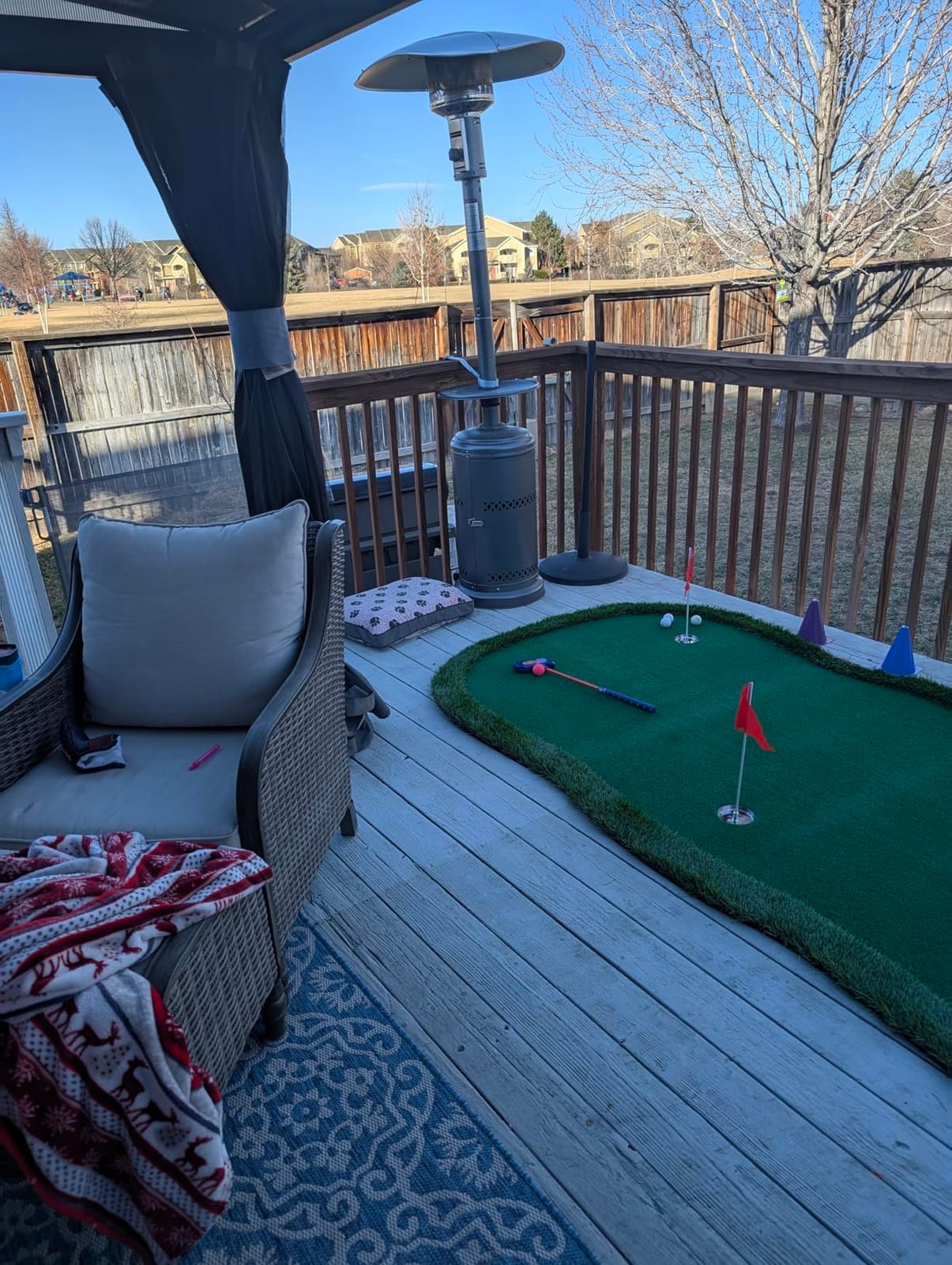 Golf Putting Green Indoor Outdoor Practice Putting Mat 5x10ft with 3 Flags, 1 Movable Cup, 3 Slope Pad Portable Turf customer photo 1