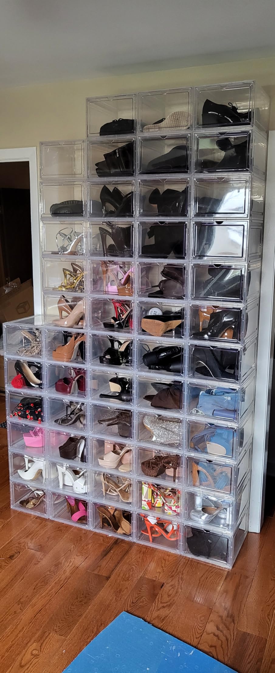 Attelite Upgrade 12pack Shoe Box Storage Containers, Thicken Sturdy Clear Stackable Plastic Shoe Organizer Box with Magnetic Door, X-Large Drop Front Shoe Box customer photo 2
