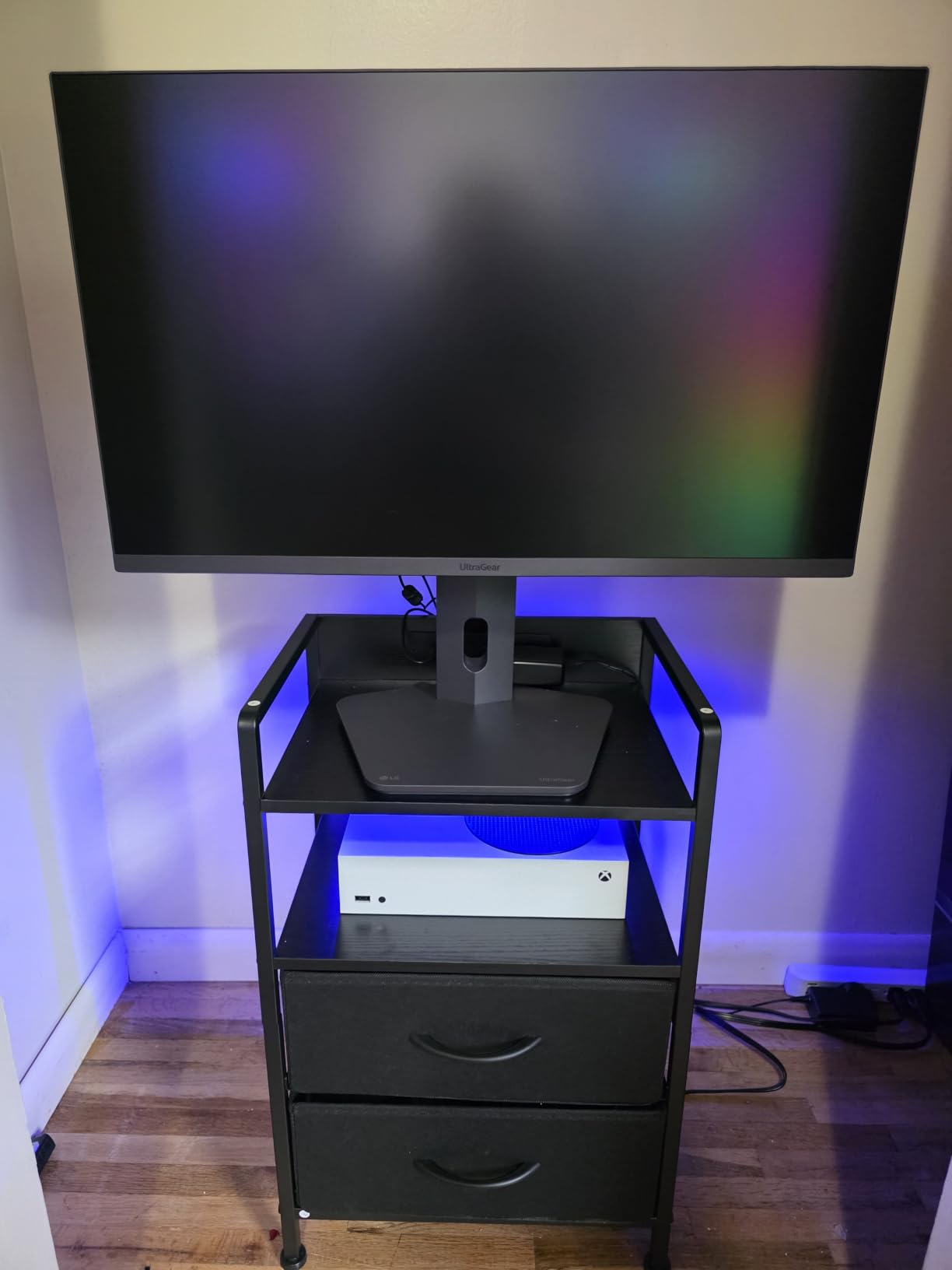Lazzanto Night Stand Bedside Charger Bedroom - Nightstand with Charging Station & LED Light Strip, Night Stand with Storage Shelf & 2 Fabric Drawers, Morden End Table with U-S-B Ports & AC Outlets customer photo 2