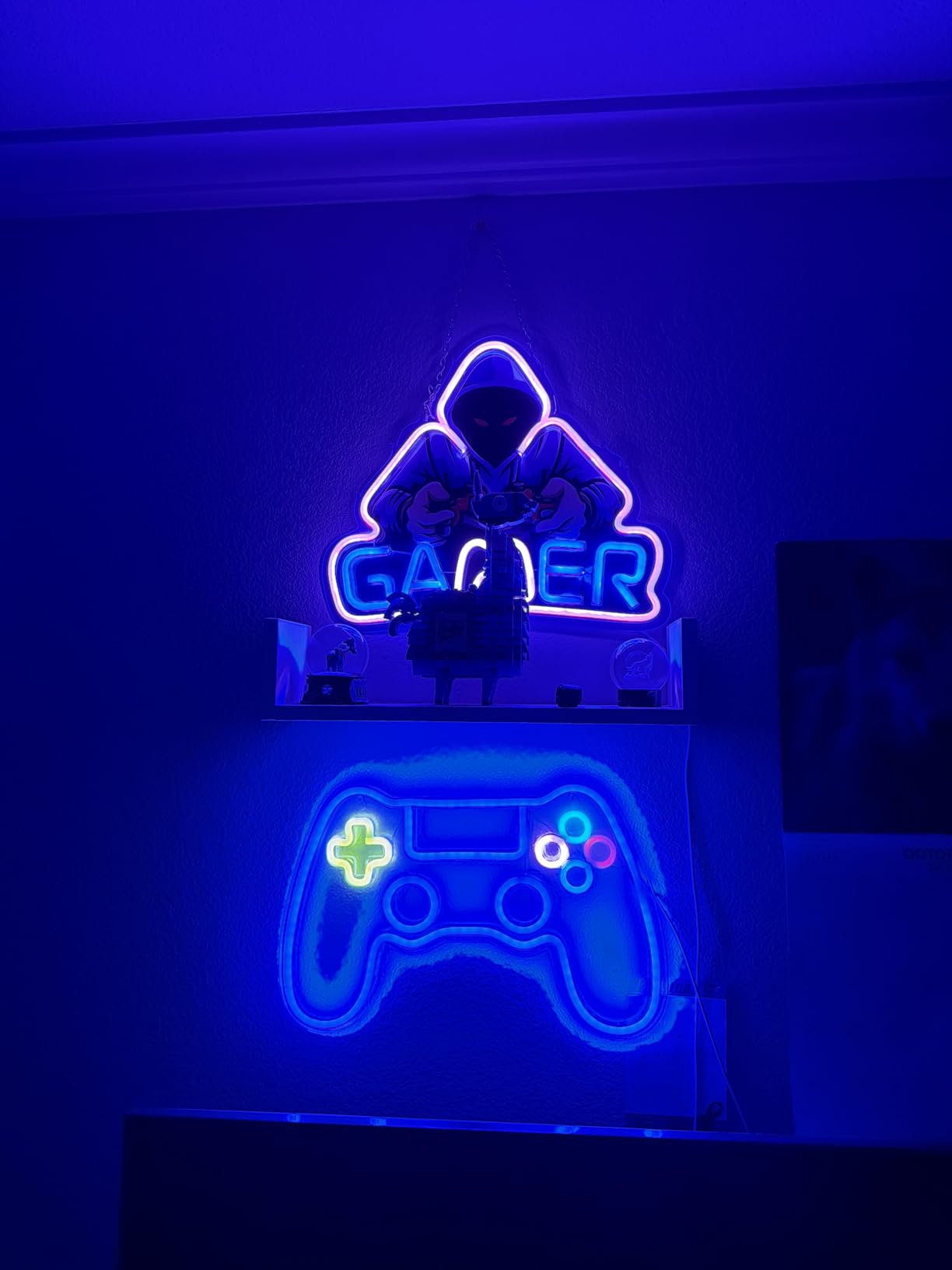 Kavaas Gamer Neon Sign, UV Printed Gaming Neon Sign for Gamer Room Decor - LED Video Game Neon Lights for Bedroom Boys, Gaming Wall decor - Best Gamer Gifts for Teenage Boys, Christmas customer photo 2