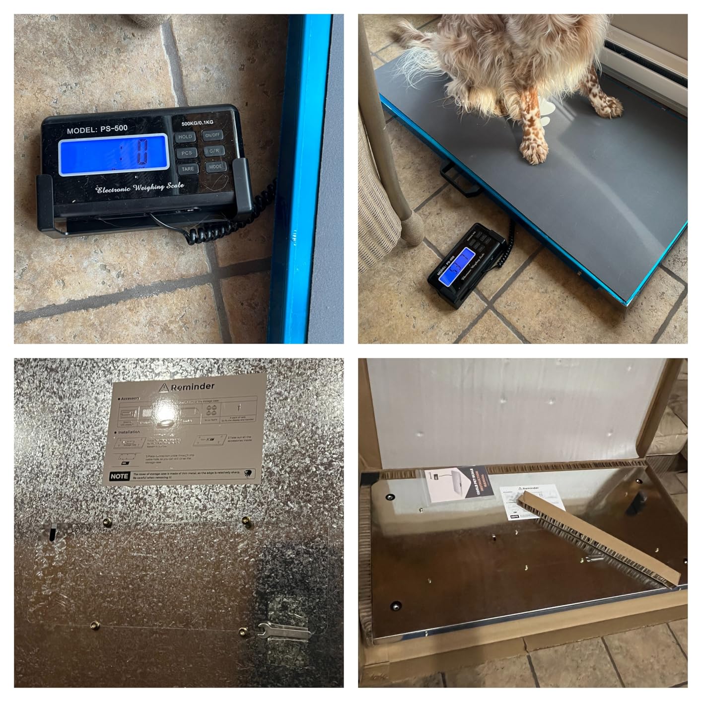 Bonvoisin Pet Scale for Large Dog 1100lb x 0.2lb, Postal Scale with Large Stainless Platform 40.5