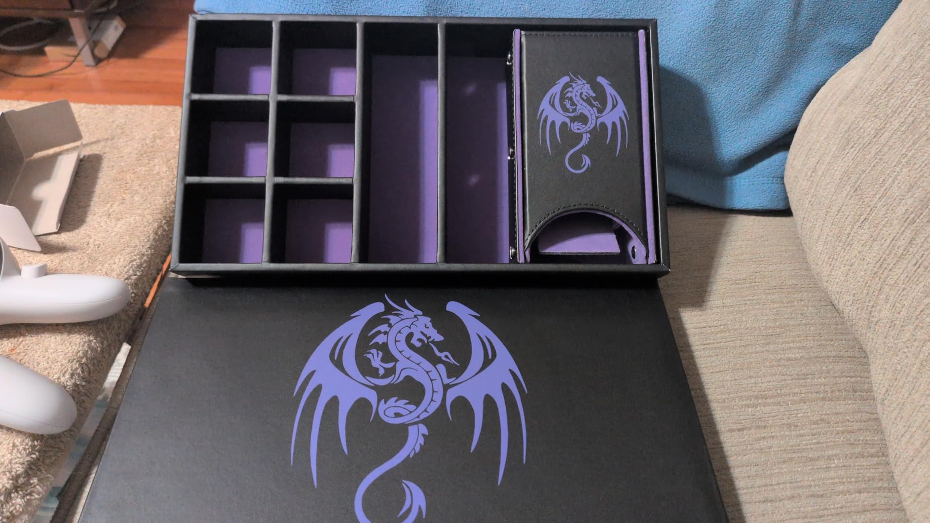 4-in-1 D&D Storage Dice Box Portable Rolling Tray for Tabletop Games | Magnetic, Pu Leather Material, Dice Storage, Rolling Tray and Tower, RPG Accessory, for Role Playing Games Board Games customer photo 2