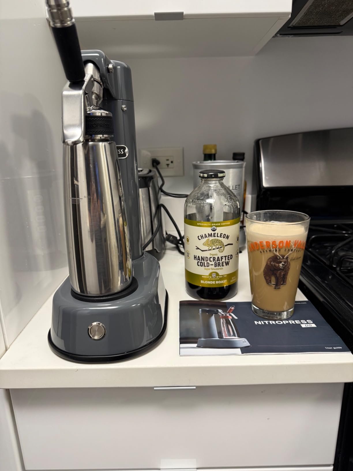 NitroPress DS Electric Nitro Cold Brew Coffee & Cocktail Maker Machine, Air-Powered Nitro Coffee Maker & Nitrogen Infuser for Coffee Matcha Cocktails & Drinks Stainless Steel Home Bar Beverage System customer photo 2