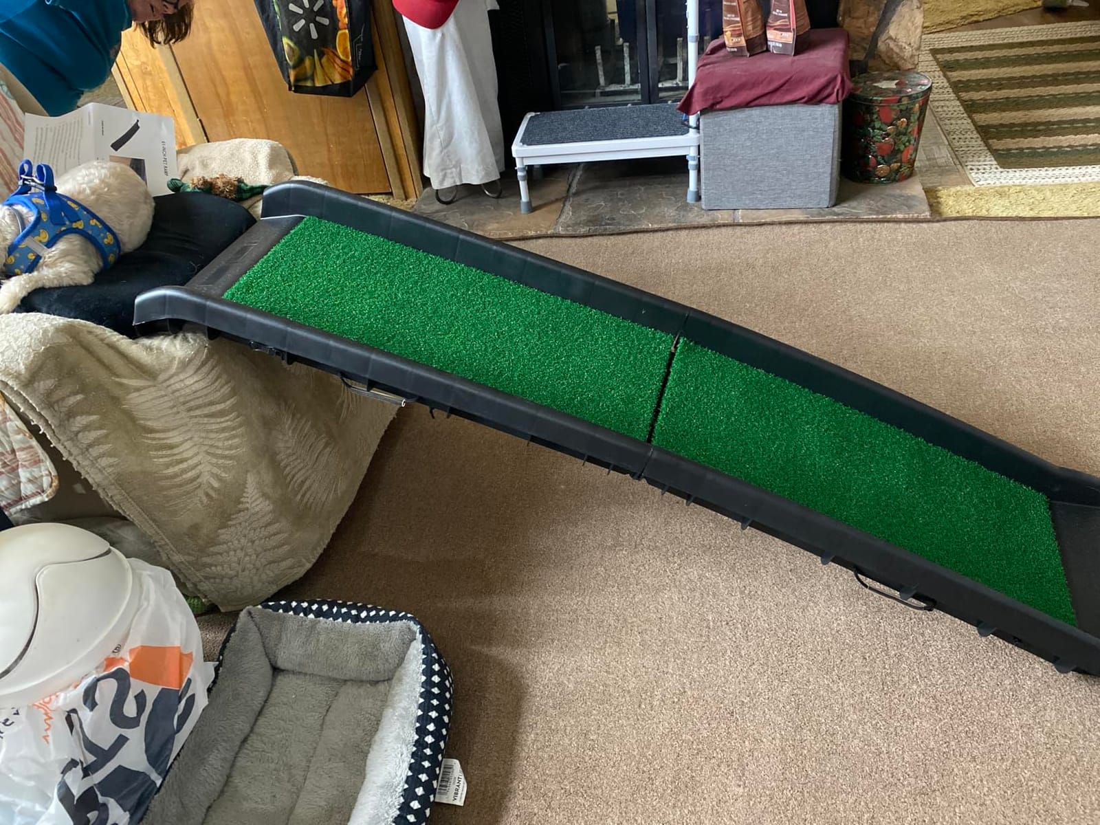 Folding Dog Ramp for Car Truck SUV 61 Inches Portable Pet Ramp with Grass Padded for Large Dogs Non Slip with Raised Siderails (Grass Surface) customer photo 1