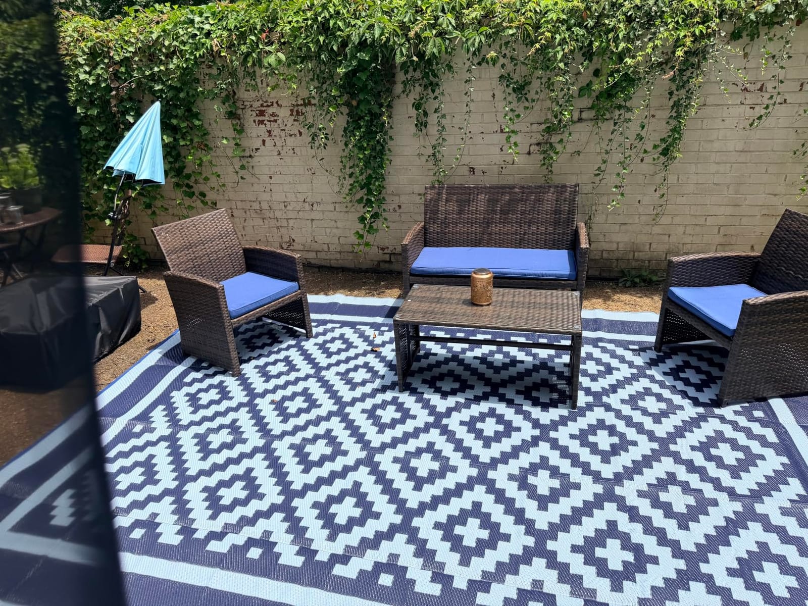 Kohree RV Outdoor Rug, Diamond, 9x12, Blue | Reversible, Waterproof, UV Fade Resistant, Non-Slip, with 4 Stakes and Carry Bag for Patio, Picnic, Backyard customer photo 2
