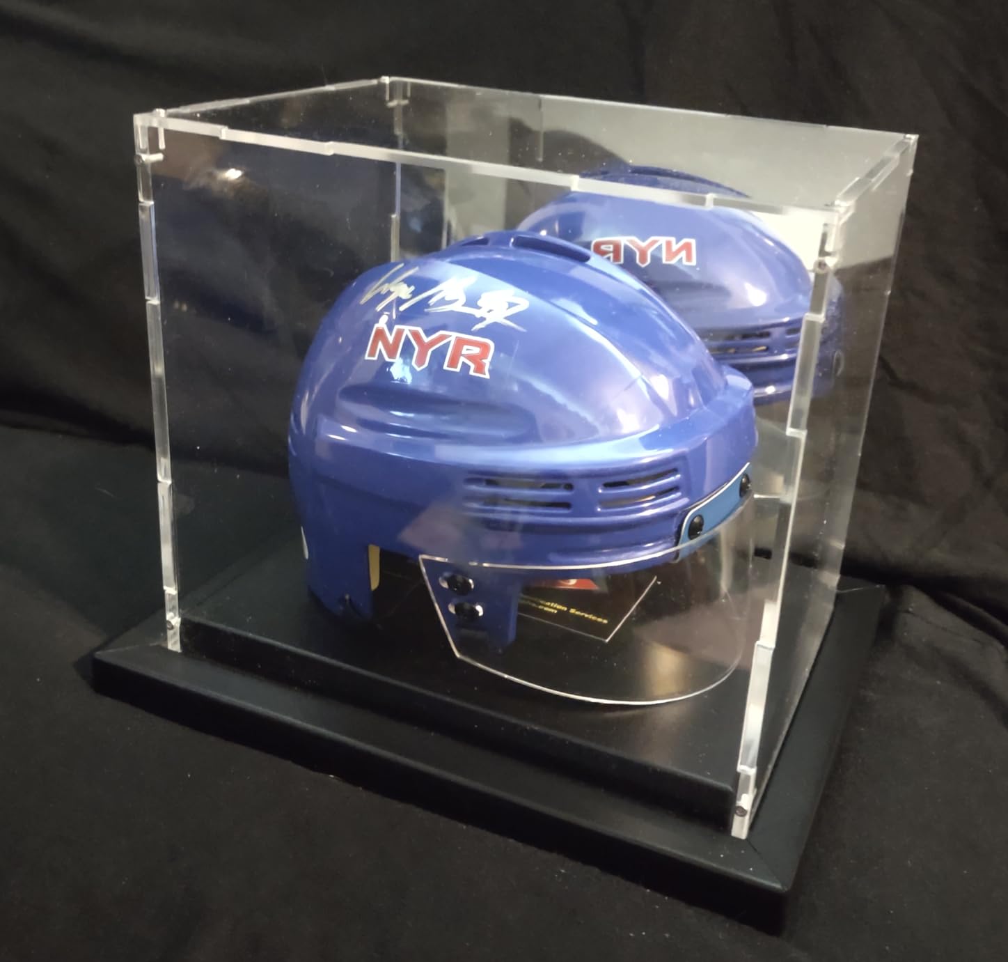 Football Helmet Display Case Full Size Helmet Case with Mirror Back | Acrylic Display Case with Black Metal Grooved Base Stackable Holder for Sports Collectibles customer photo 2
