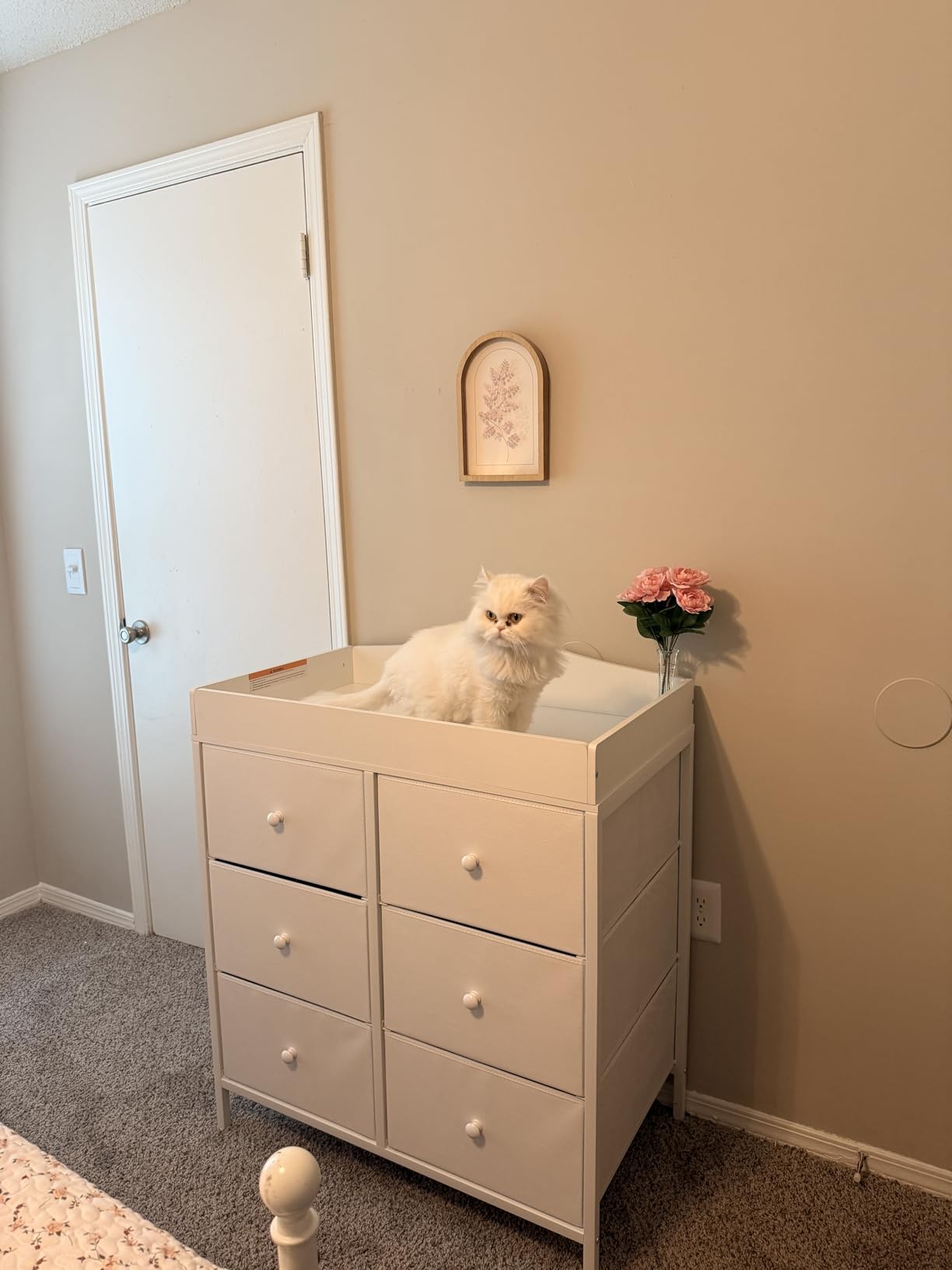 BOLUO White Changing Table Dresser with 6 Drawers Baby Dresser with Changing Table Top Diaper Changing Station with Storage for Nursery Modern customer photo 2