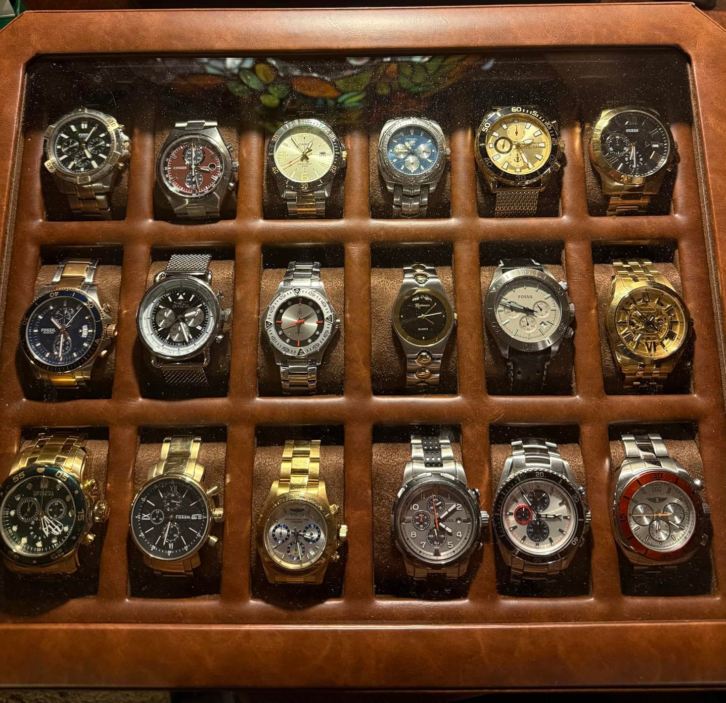 ROTHWELL 18-Slot Watch Case with Drawer - Luxury Watch Box for Men, Real Glass Top, Lockable, Display Case for Collections (Black/Grey) customer photo 1