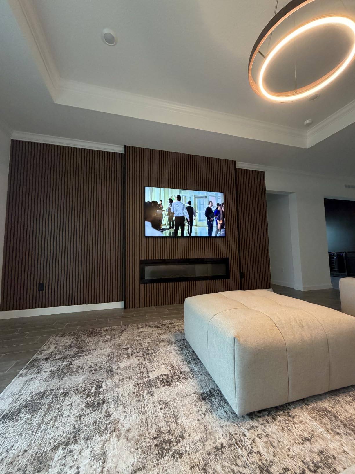 EUHOMY 50 Inch Electric Fireplace Wall Recessed and Wall Mounted with Adjustable Flame Color, Fireplace Heater with Remote Control, Linear Fireplace with Timer, Touch Screen, Log & Crystal, 750/1500W customer photo 1