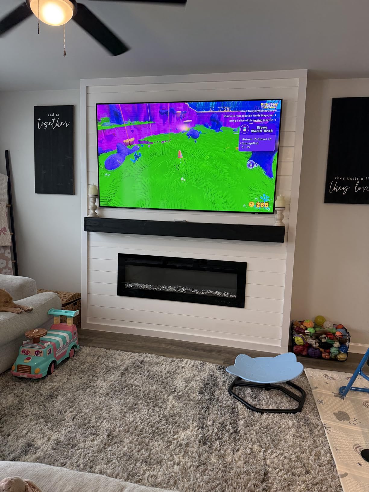 EUHOMY 50 Inch Electric Fireplace Wall Recessed and Wall Mounted with Adjustable Flame Color, Fireplace Heater with Remote Control, Linear Fireplace with Timer, Touch Screen, Log & Crystal, 750/1500W customer photo 2