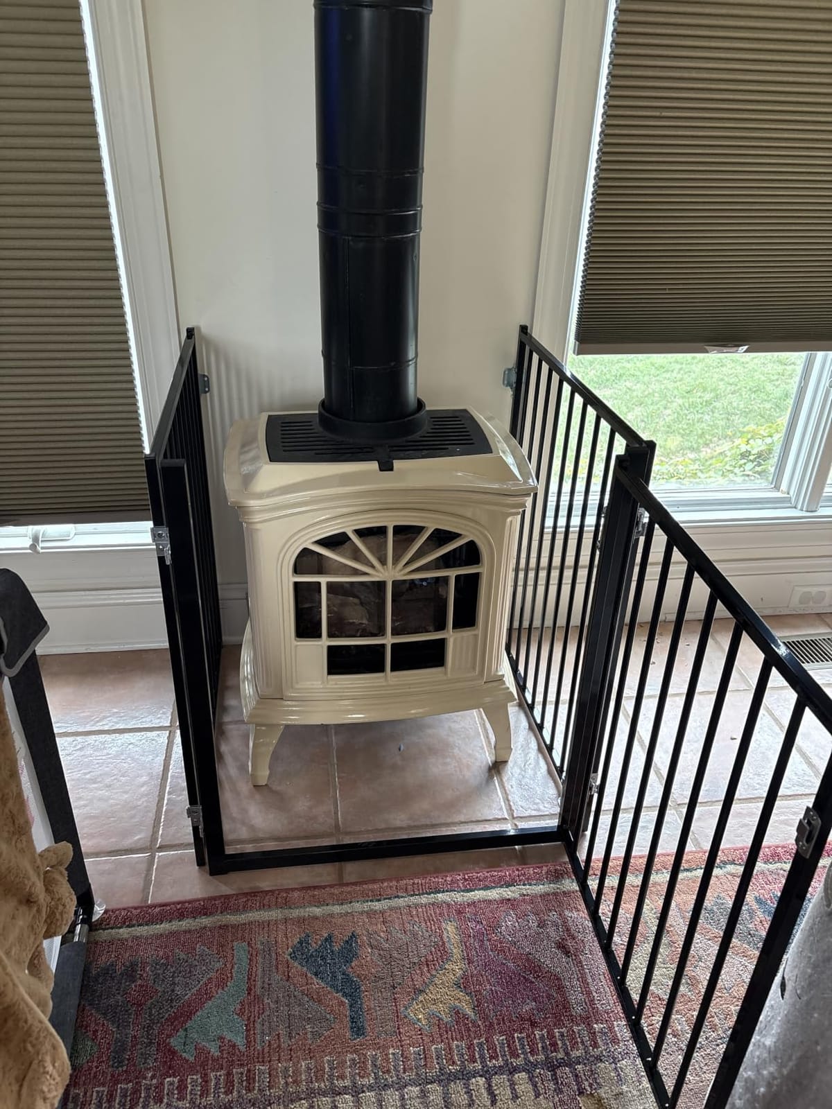 No Pawblems Freestanding Dog Gate with Door for Indoor & Outdoor, 30'' Tall | Foldable Metal Pet Gate for Stairs/Doorways, 104'''' Extra Wide Dog Fence for Deck, Freestanding or Wall Mount, 4 Panels, Black customer photo 2