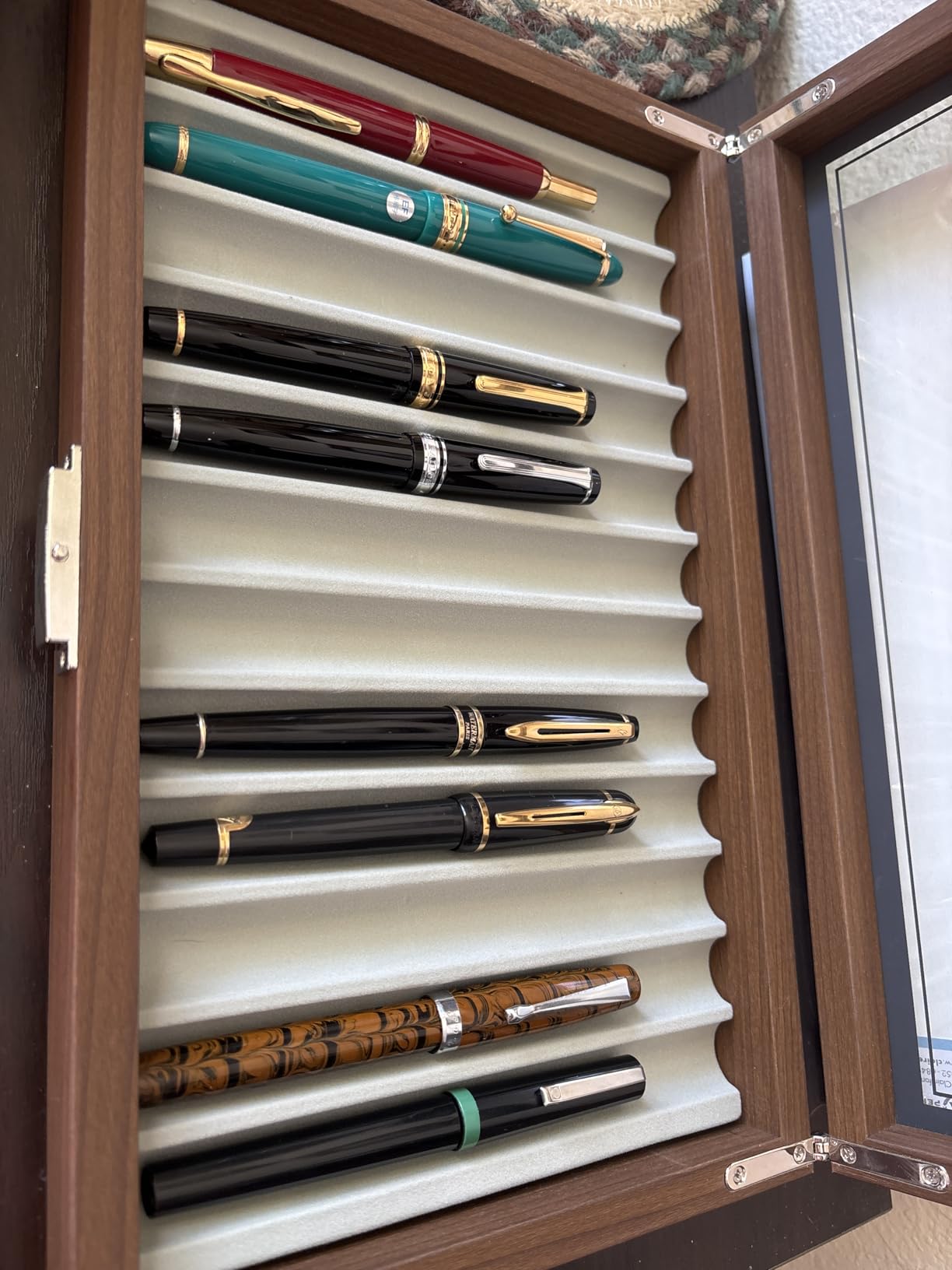 12-Slot Fountain Pen Display Box, Black Walnut Wood Pen Organizer with Clear Glass Window, Luxury Pen Storage Case for Fountain Pen Collection Pencil Holders customer photo 1
