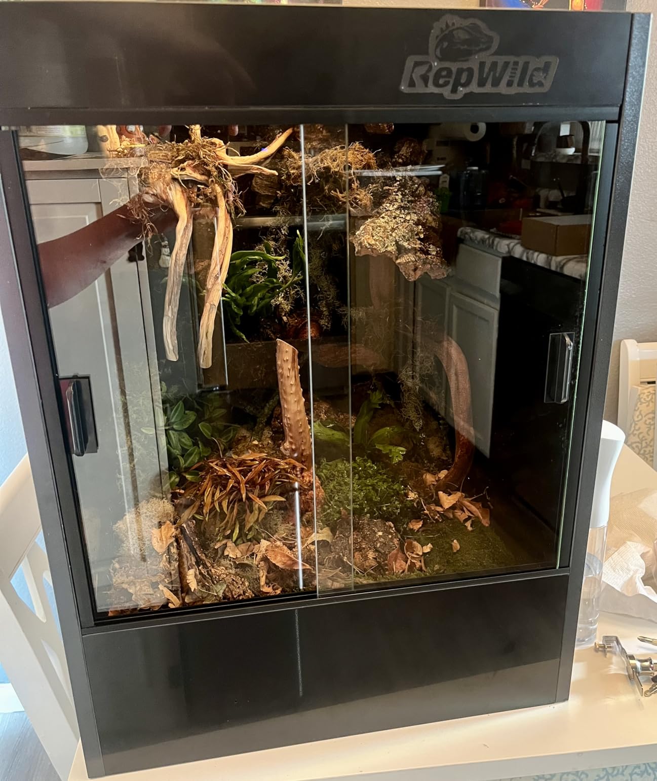 33 Gallon PVC Tall Reptile Terrarium, 18x18x24 Arboreal Enclosure | Vertical Habitat Enclosure with Sliding Door & Heavy-Duty Screen for Amphibians, Crested Gecko Lizard Chameleon customer photo 1