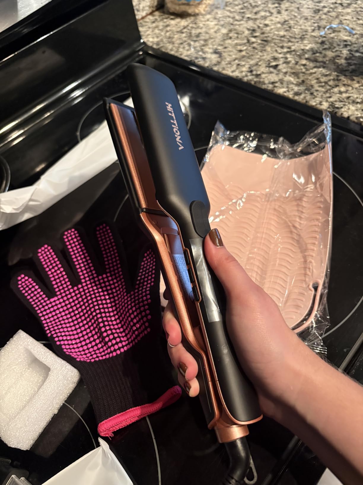 HITTIONA Wide Hair Straightener for Women, Infrared Ionic Sonic Vibration Anti-Frizz Tool, 5s Fast Heat-Up, 1.75