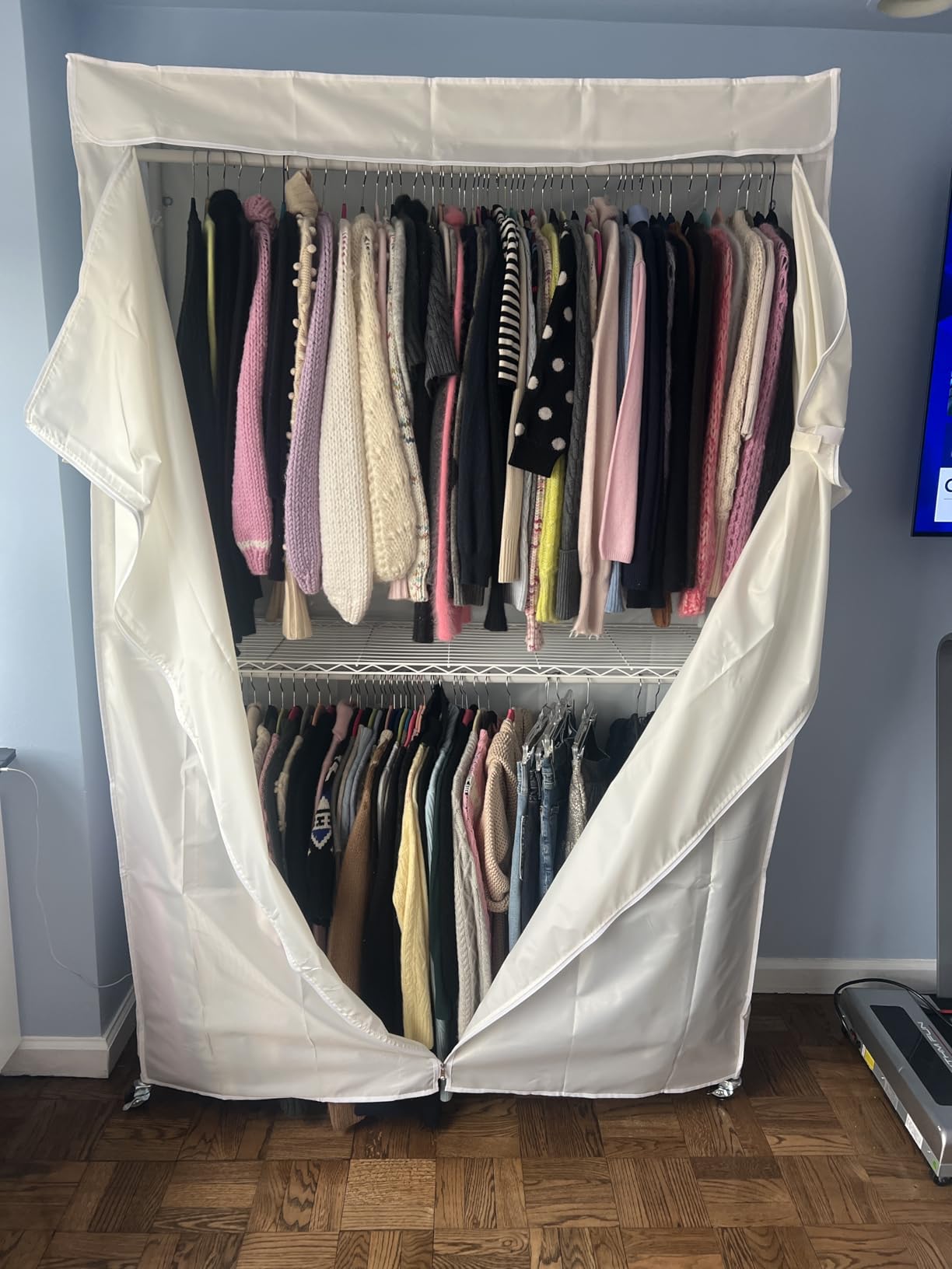 ULIFHOME P8C Max Heavy Duty Clothes Rack (With Extended Width Design) Rolling Clothing Racks for Hanging Clothes with Lockable Wheels, 51.2